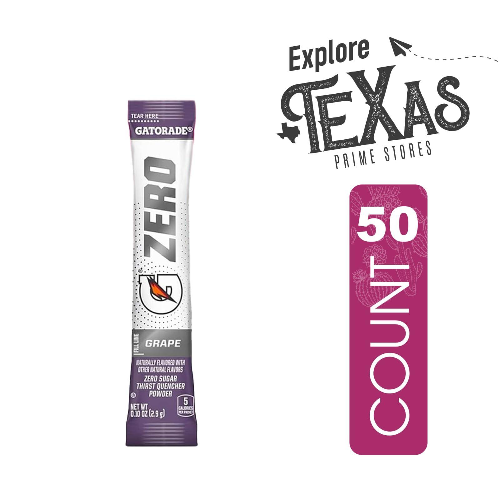 Gatorade ZERO 50- Count of Zero Grape Thirst Quencher Electrolyte Enhanced Sports Drink Powder 0.10oz Packet - Image 3