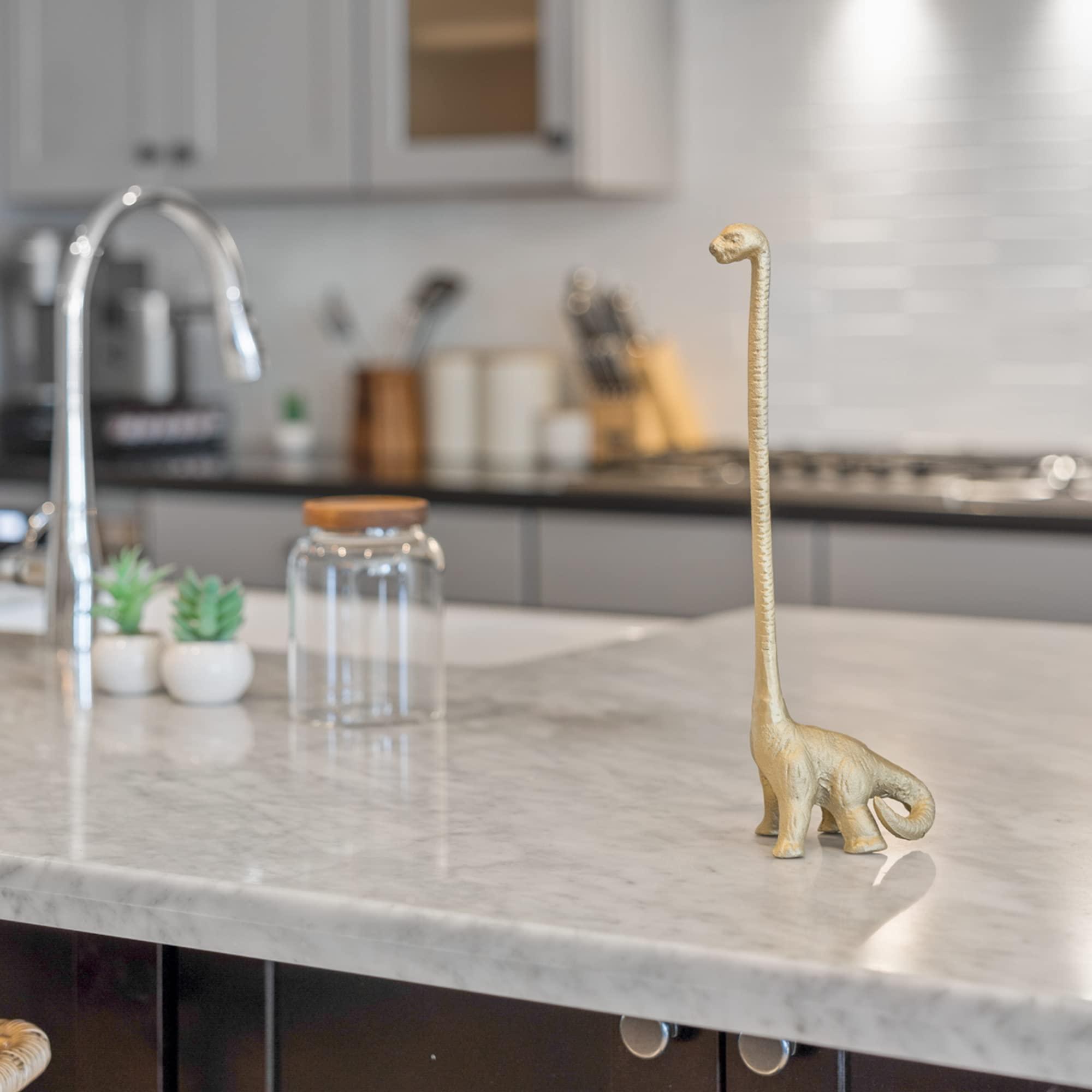 WallCharmers Gold Paper Towel Holder, Metal Toilet or Kitchen Paper Holder for Floor or Countertop, Gold Dino - Image 9
