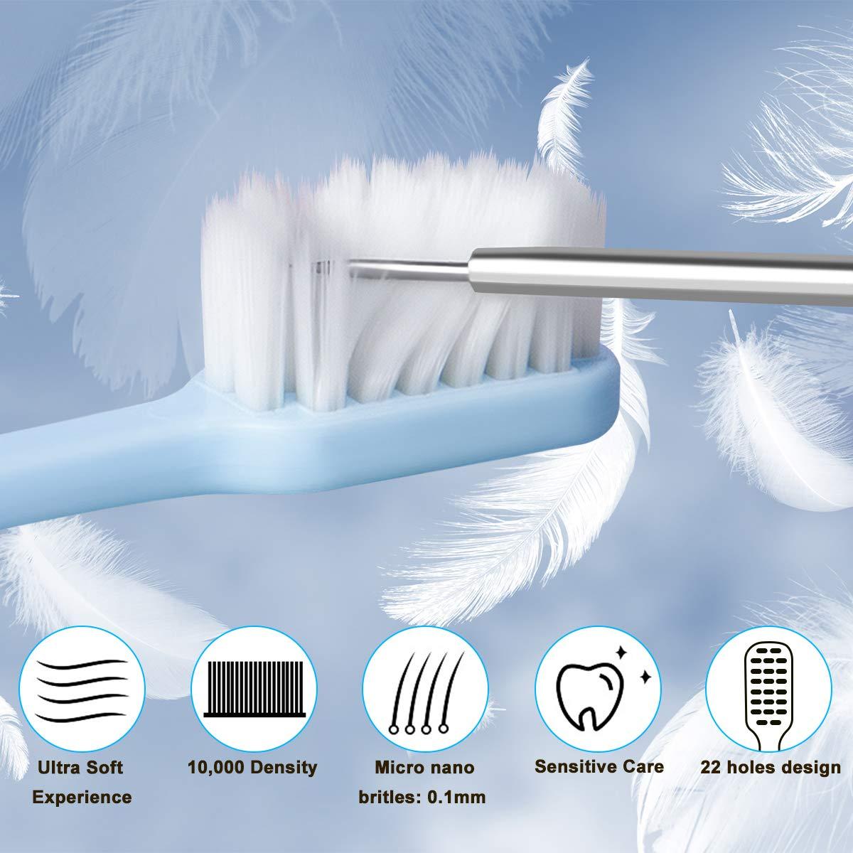 SUREE Extra Soft Toothbrush for Sensitive Teeth, Upgraded 10000 Bristles Nano Toothbrush, Ultra Soft Toothbrushes for Adults & Elders, Portable Manual Toothbrush with Individual Travel Case (4 Pack) - Image 4