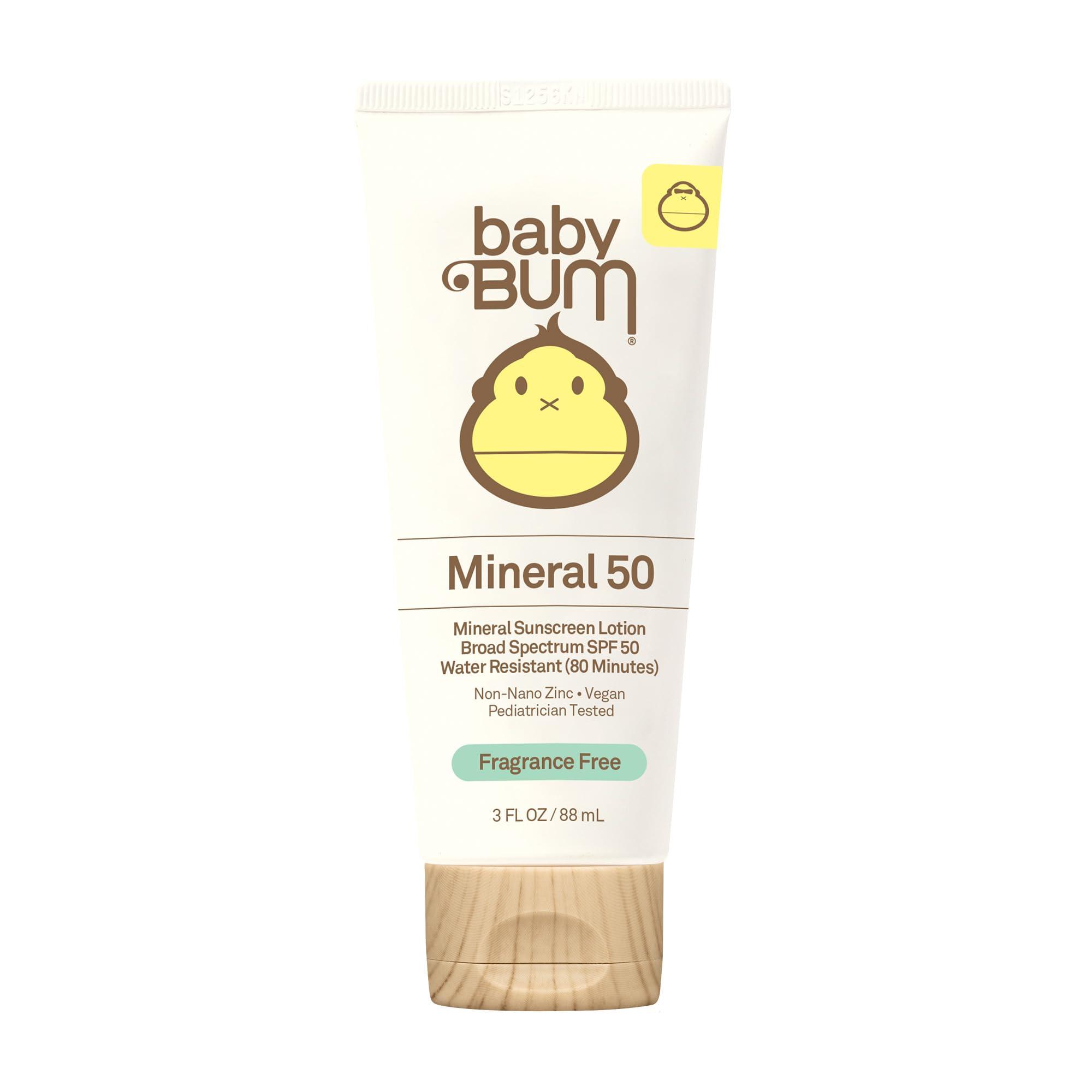 Sun Bum Baby Bum SPF 50 Sunscreen Lotion with Mineral UVA/UVB Face and Body Protection for Sensitive Skin - Fragrance Free - Travel Size - 3 FL OZ