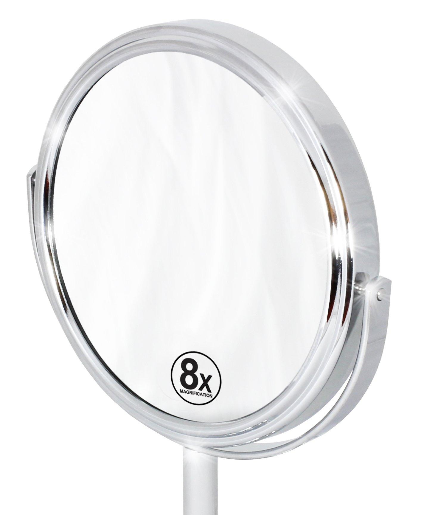Deco Brothers Vanity Mirror with Stand 6-Inch Double Sided, 8X Magnification, Chrome - Image 2