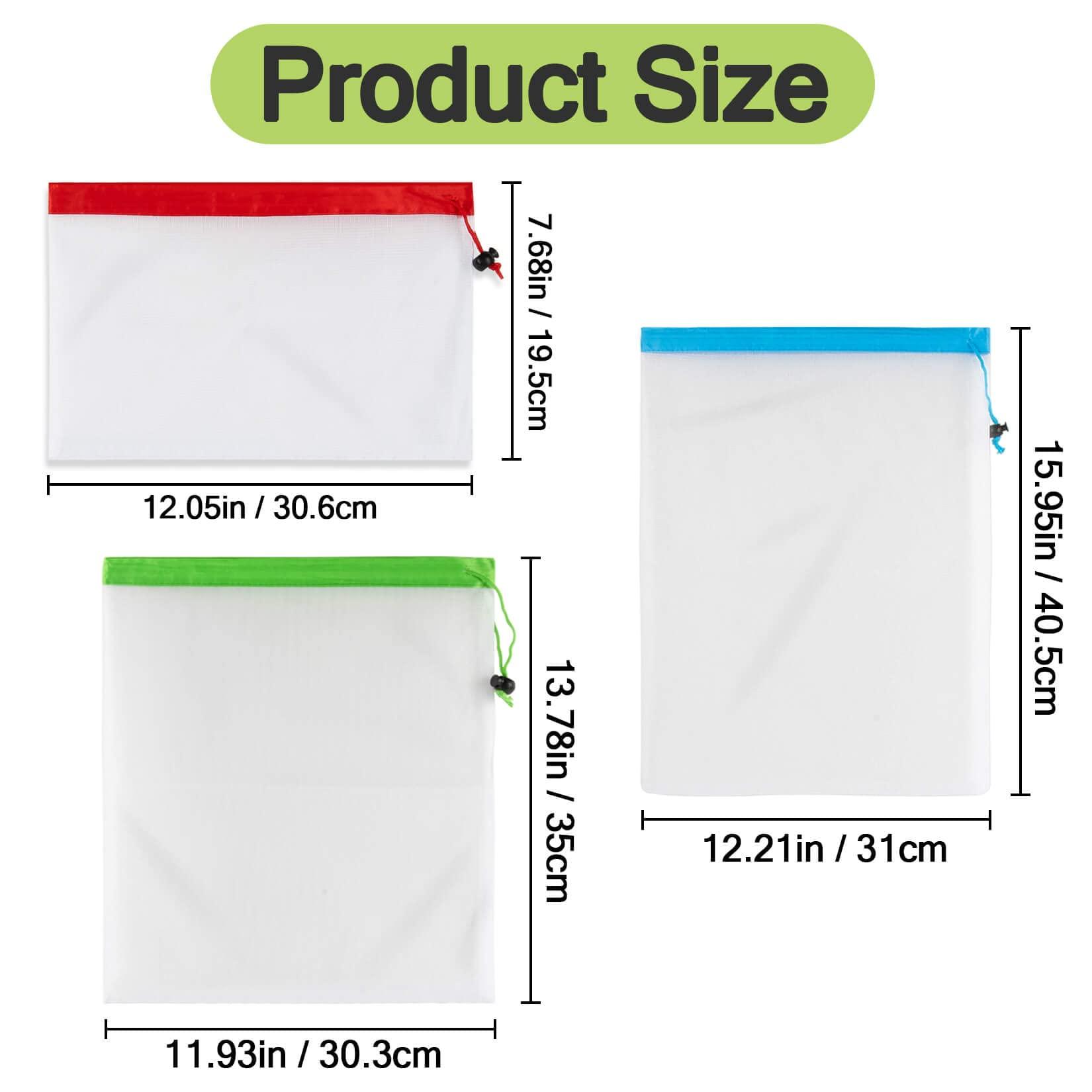 MAQIHAN 12PCS Reusable Produce Bags - Mesh Produce Bags Drawstring Reusable Washable Vegetable Storage Bags Refrigerator Keep Fresh Grocery Food Fruits Veggie Green Net Bag Toy Storage Zero Waste Shop - Image 2