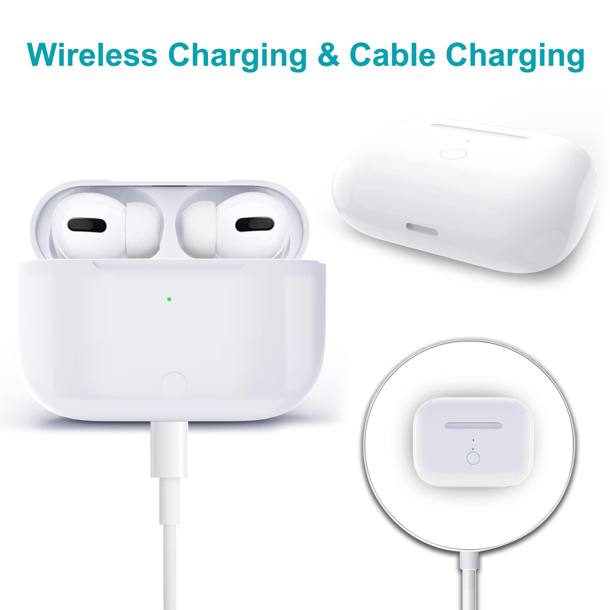 Wireless Charging Case Compatible with AirPods Pro 1st & 2nd Generation, for Airpods Pro Charger Replacement Cases, Support Bluetooth Pairing&Sync Button,661 Mah Built-in Battery,White - Image 3