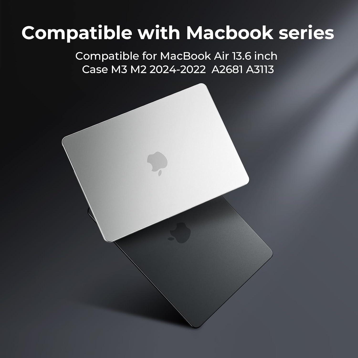 BlueSwan Case Compatible with MacBook Air 13.6 inch M4 M3 M2 2025 2024-2022 A3240 A3113 A2681, Flexible PP and Matte Anti-Fingerprint Air 13.6" Protective Case, Midnight Black - Image 7