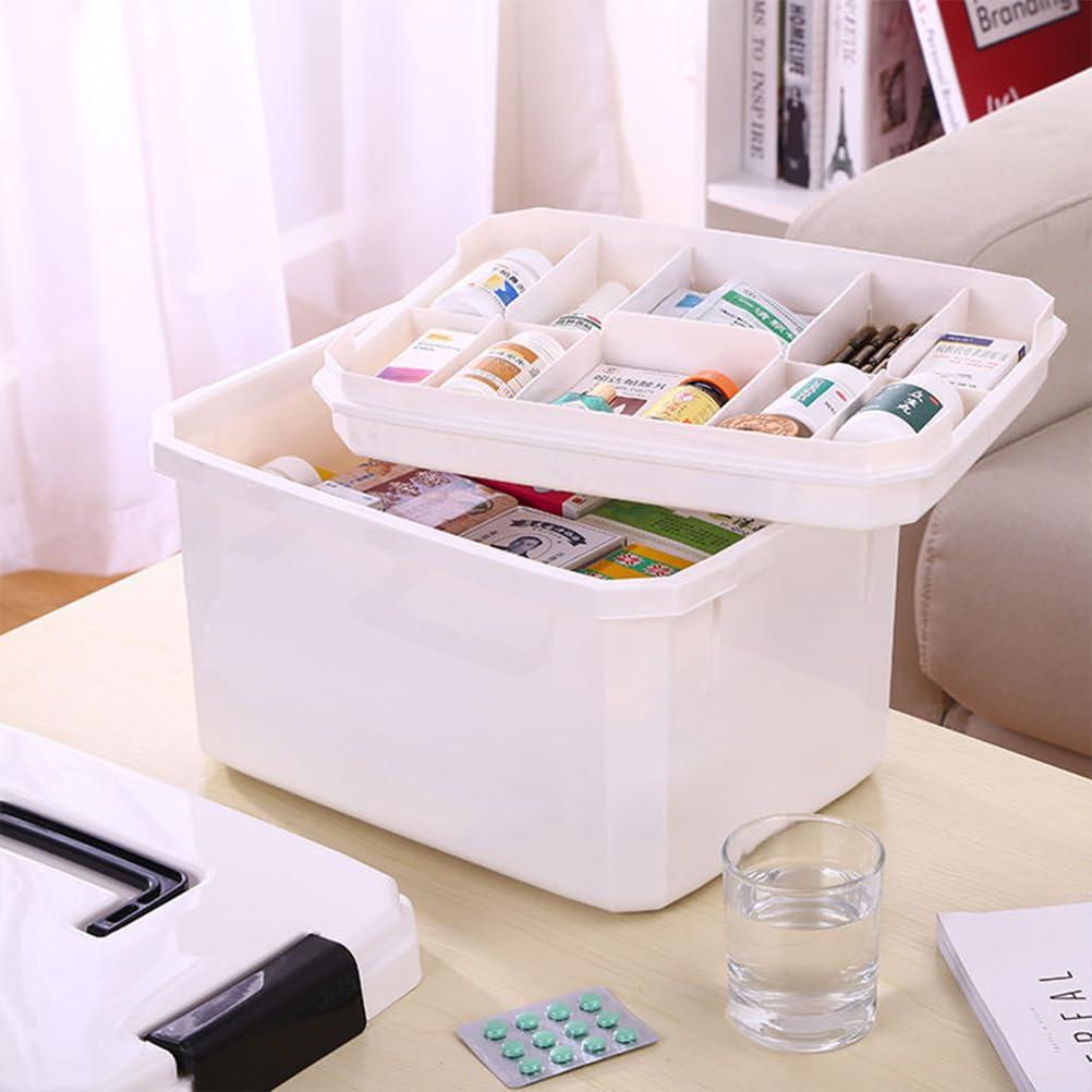 1PC Portable Plastic Medicine Storage Box, Multi-Layer Medicine Case with Lattice Design, Household Health Care Organizer for Home and Hospital (Xxl White) - Image 8