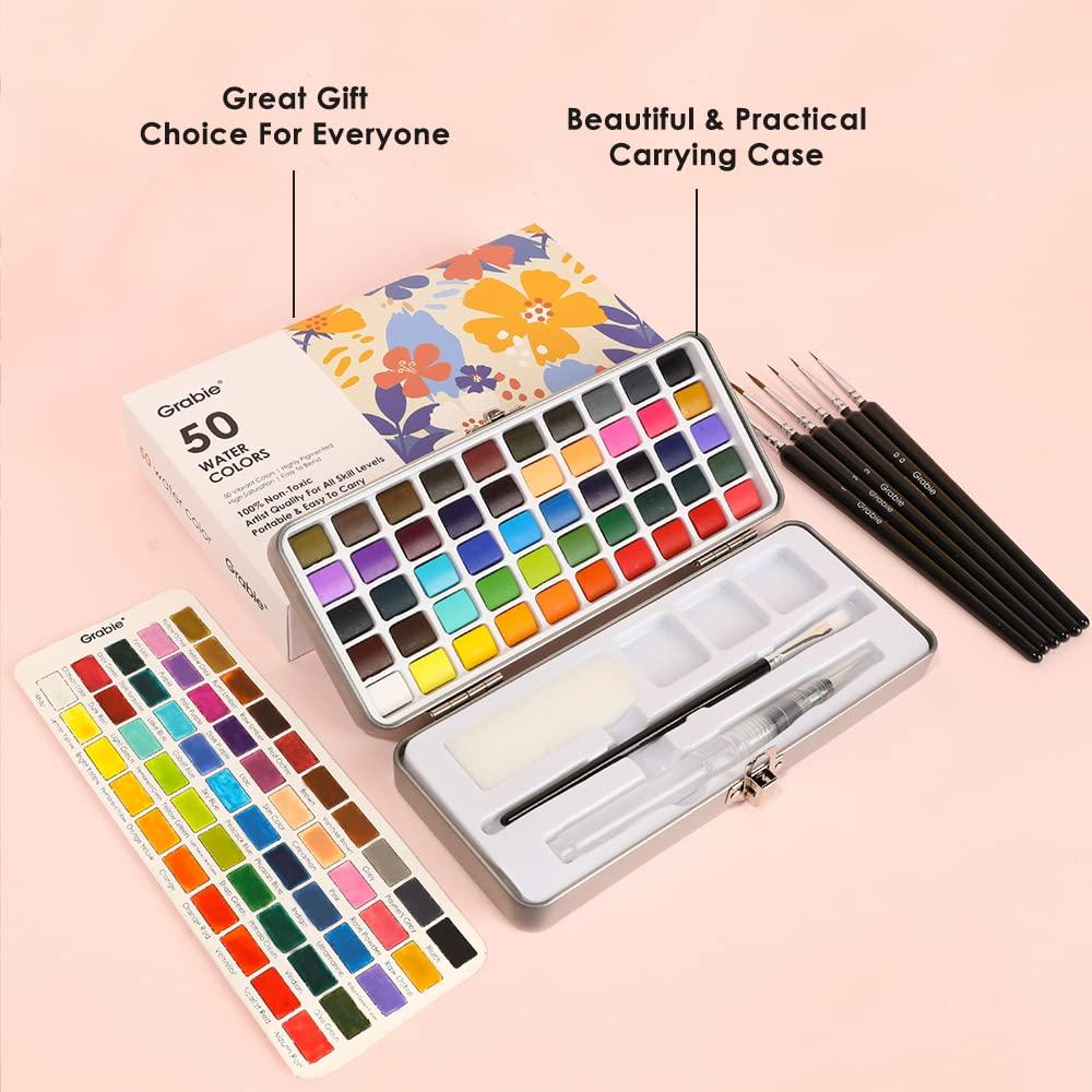 Grabie Watercolor Paint Set, Great for Painting, 50 Colors, Detail Paint Brush Included, Art Supplies, for Artists, Amateur Hobbyists and Painting Lovers - Image 5