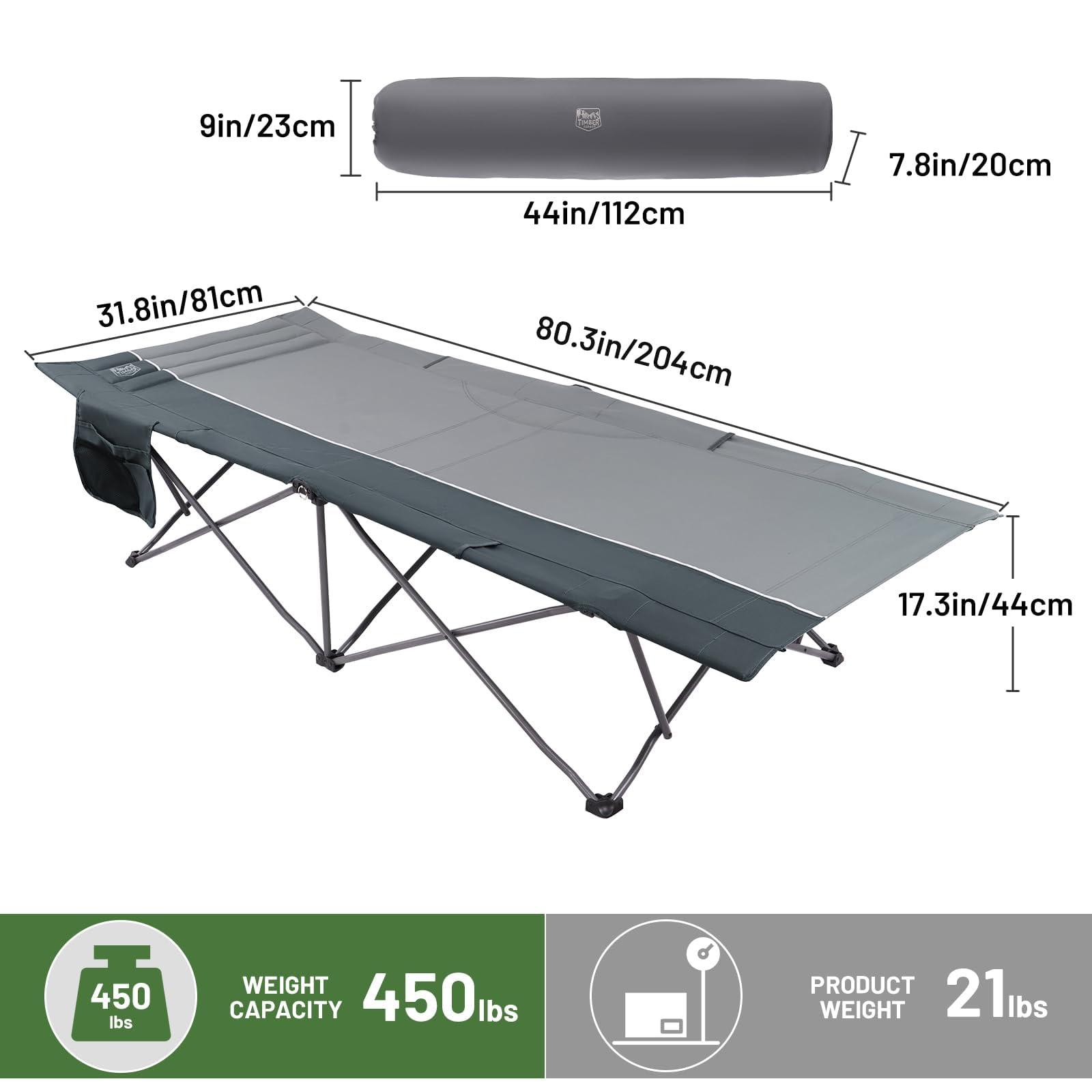 TIMBER RIDGE Extra Wide Heavy Duty Camping Cot for Adult, Easy Set Up Oversized Sleeping Cot with Carry Bag for Camping, Travel and Outdoors, Support up to 450lbs - Image 9