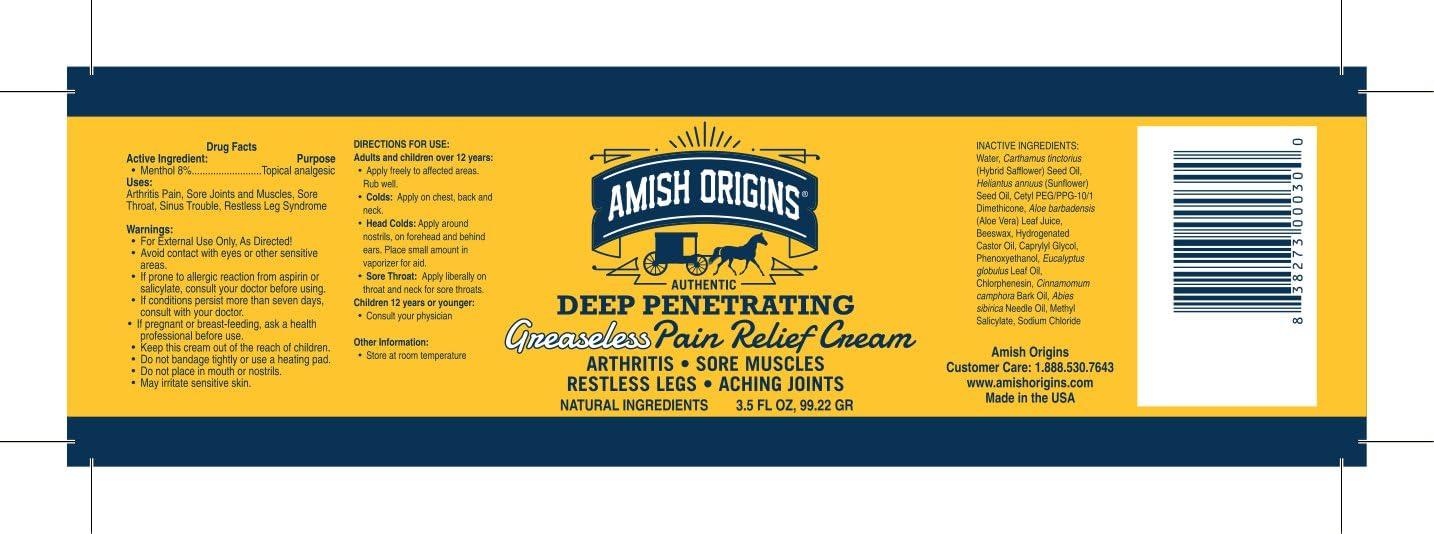 Amish Origins Arthritis Pain Relief Cream - 3.5 oz - Maximum Strength Deep Penetrating for Joint, Muscle, Knee, Back, Feet, Hand, Ankle, Aches, 1 Pack - Image 6
