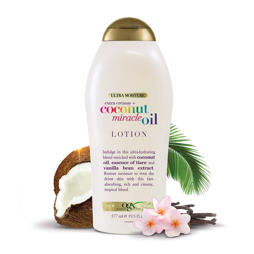 OGX Extra Creamy + Coconut Miracle Oil Ultra Moisture Body Lotion with Vanilla Bean, Fast-Absorbing Body Lotion for All Skin Types, Paraben-Free and Sulfated-Surfactants Free, 19.5 Ounce - Image 7