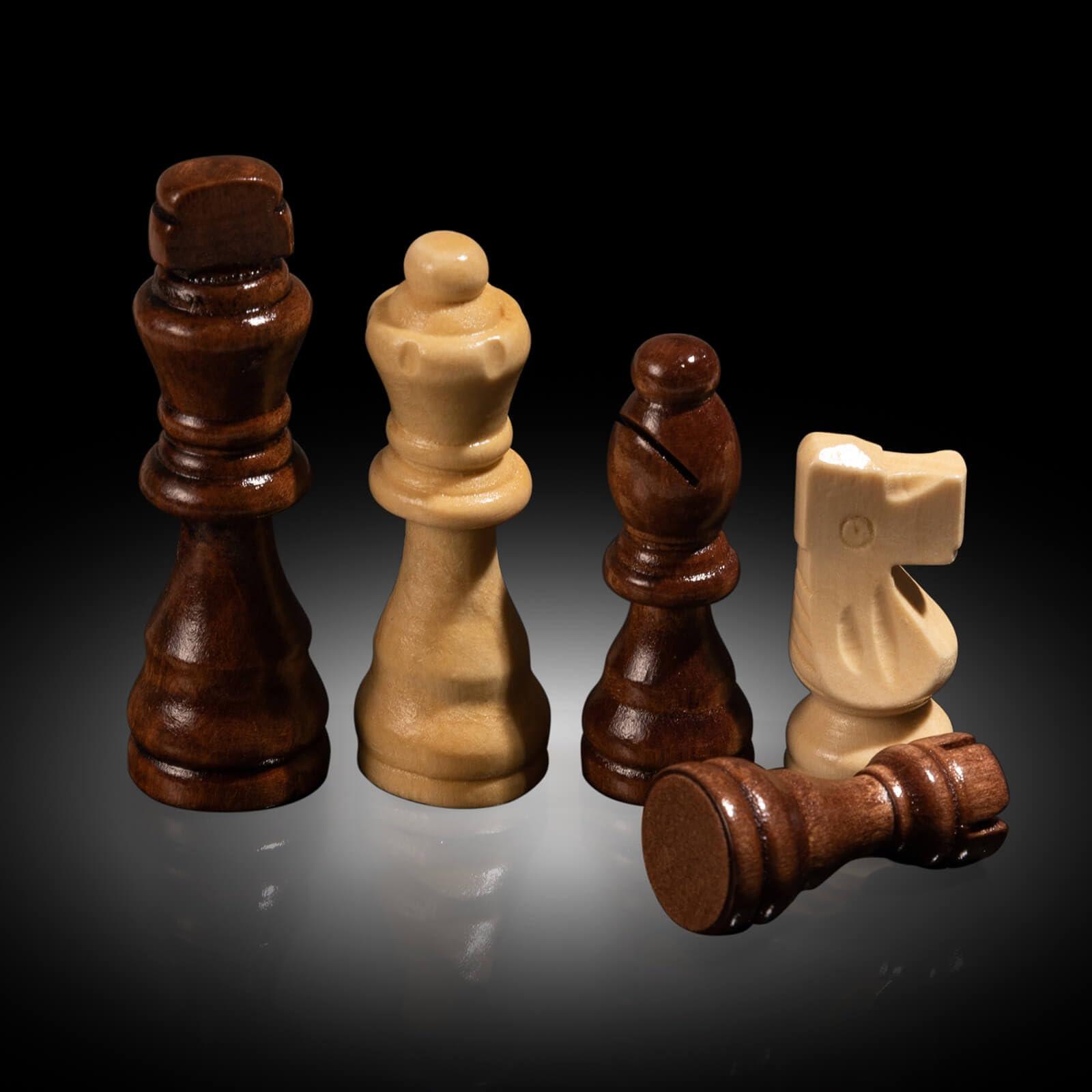Chess Set Board Games for Adults: Handmade Walnut Wooden 15" 2 Extra Queens Folding Portable Travel Gift idea Pieces Storage Bags Instructions - Image 4