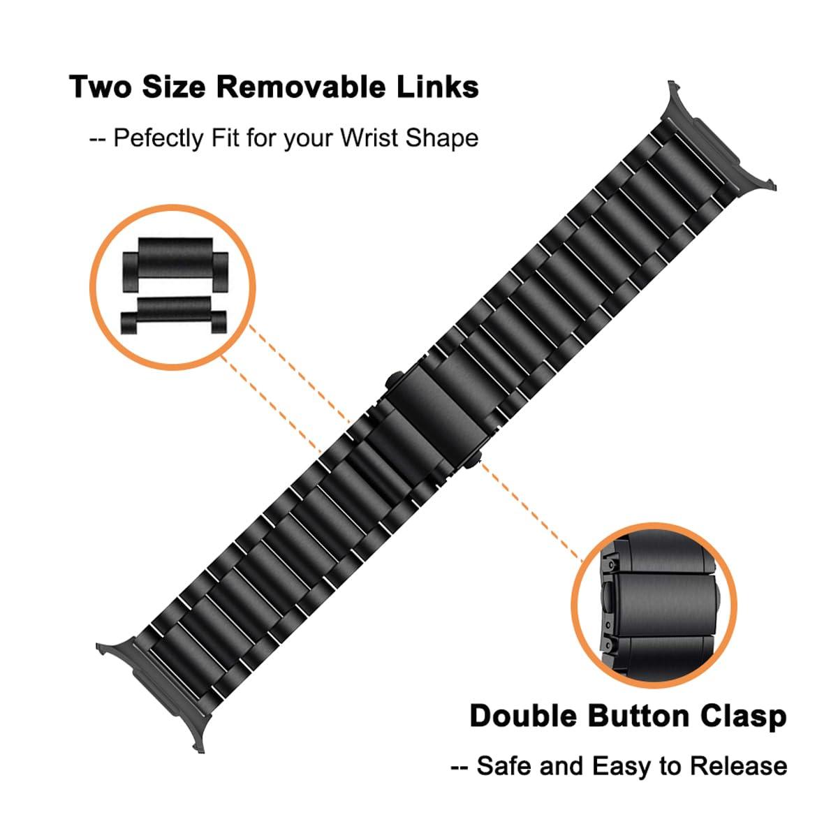 YEEJOK Compatible for Samsung Galaxy Watch Ultra 47mm Bands, Stainless Steel Metal+Leather Watch Straps Replacement for Men Women Smartwatch Accessory - Image 2