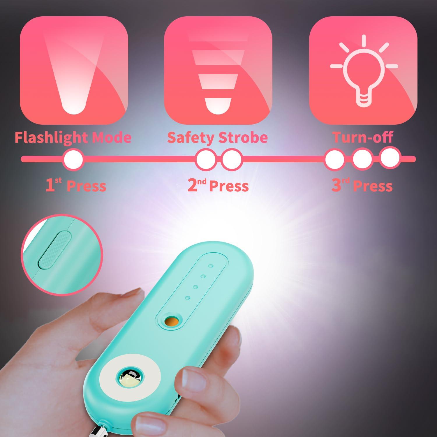 Rechargeable Personal Safety Alarm for Women - 130dB Self Defense Keychain Alarm Whistle with SOS Strobe Light, Low Battery Notice - Security Protection Devices for Kids Elderly College Essentials - Image 6