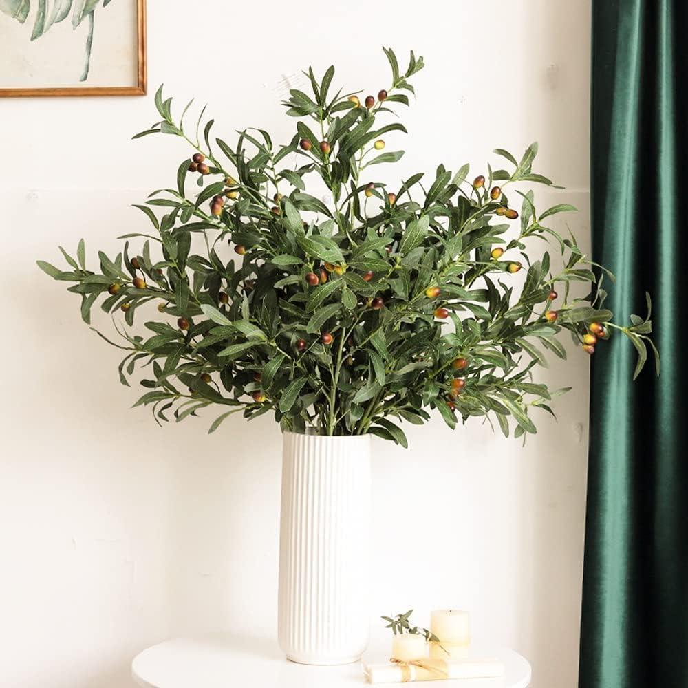 HANDIC Olive Branch 5pcs Olive Branches for Vases Filler Artificial Greenery Stems Artificial Olive Branch Stems Faux Fake Olive Branches (18inch/Branches) (5, Green) - Image 2
