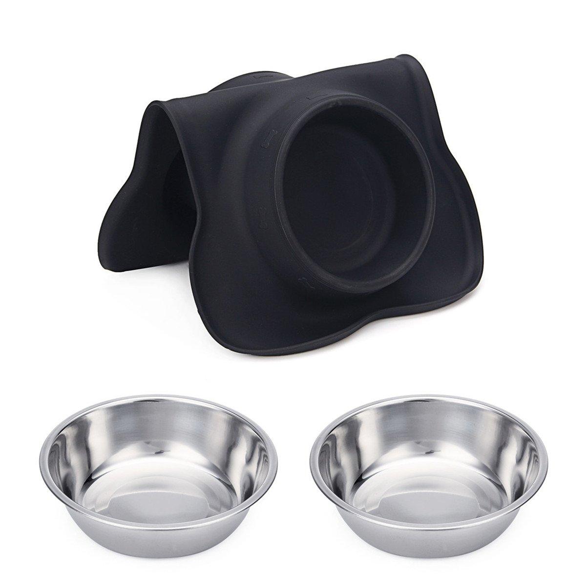 Hubulk Pet Dog Bowls 2 Stainless Steel Dog Bowl with No Spill Non-Skid Silicone Mat + Pet Food Scoop Water and Food Feeder Bowls for Feeding Small Medium Large Dogs Cats Puppies (S, Black) - Image 7