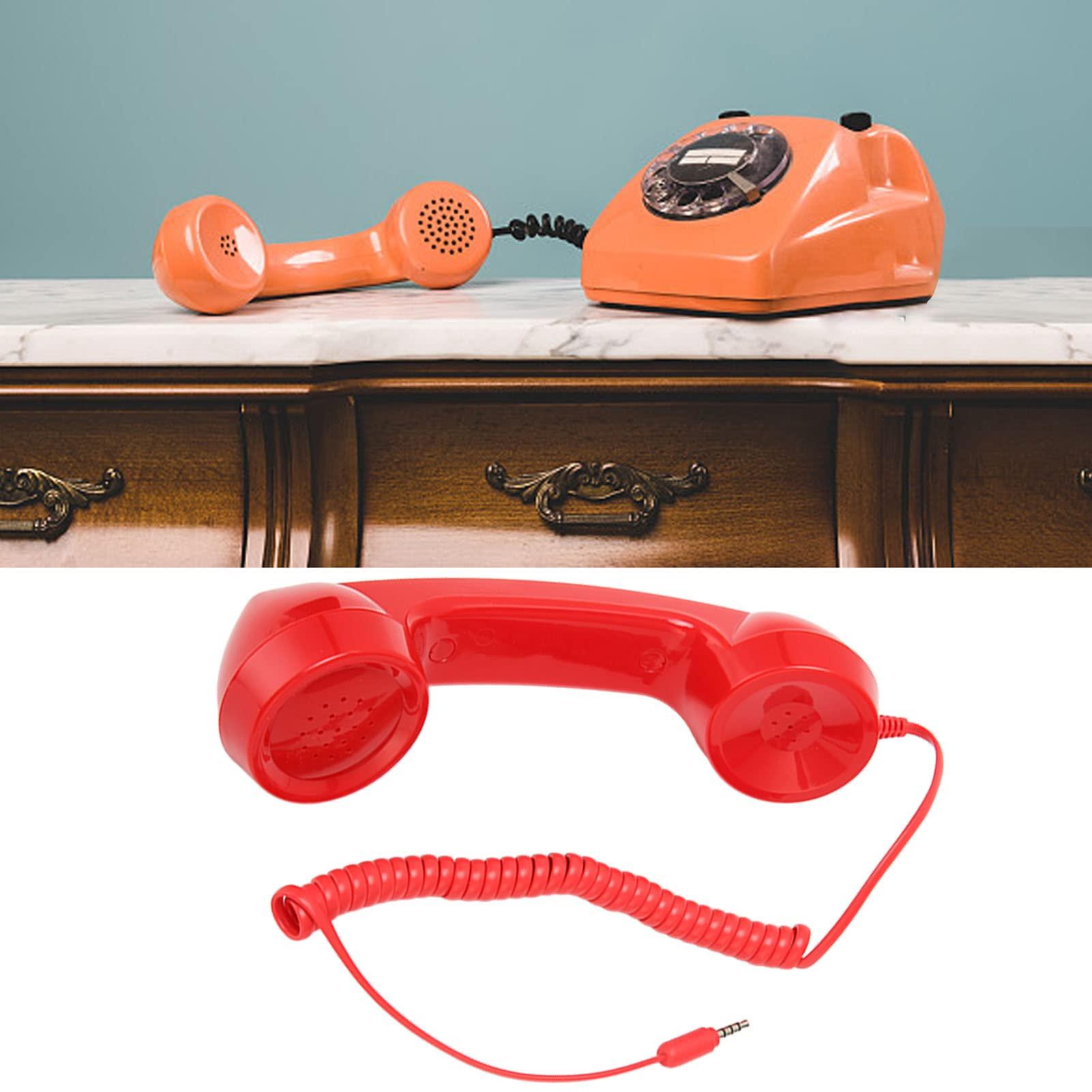3.5mm Retro Phone Handset, Old School Cell Phone Handset, Raniation Proof Handheld Receiver Telephone for Home Office, Mobile Phones, Computers (Red) - Image 5