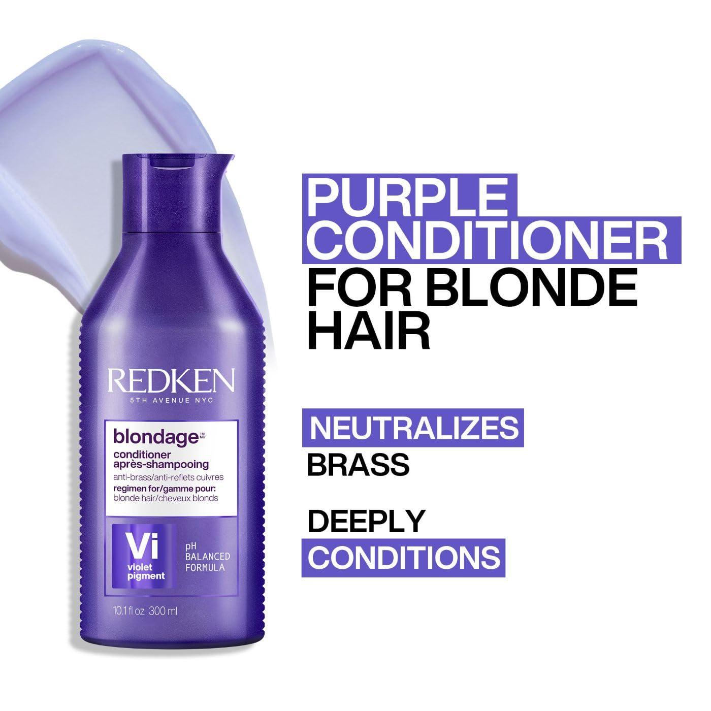 Redken Blondage Purple Shampoo and Conditioner Set For Blonde & Highlighted Hair - Neutralizes Brass & Moisturizes Hair With Pure Violet Pigments, Color Depositing, 10.1 Fl Oz (Pack of 2) - Image 4