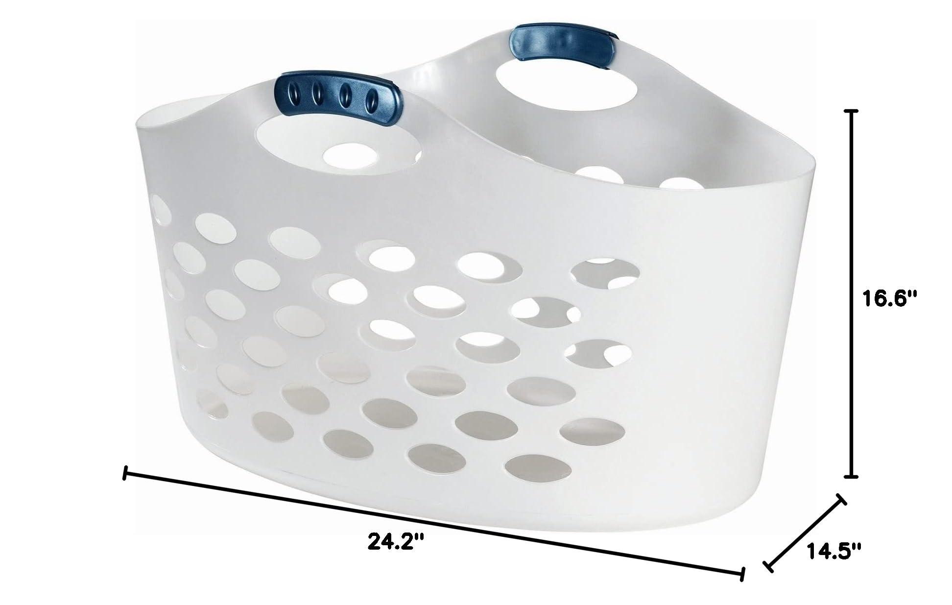 Rubbermaid 1.5 Bushel Capacity Durable Versatile Flex N Carry Portable Flexible Laundry Basket With Convenient Carrying Handles, White, Organization and Storage for Laundry/Garage/Home - Image 3