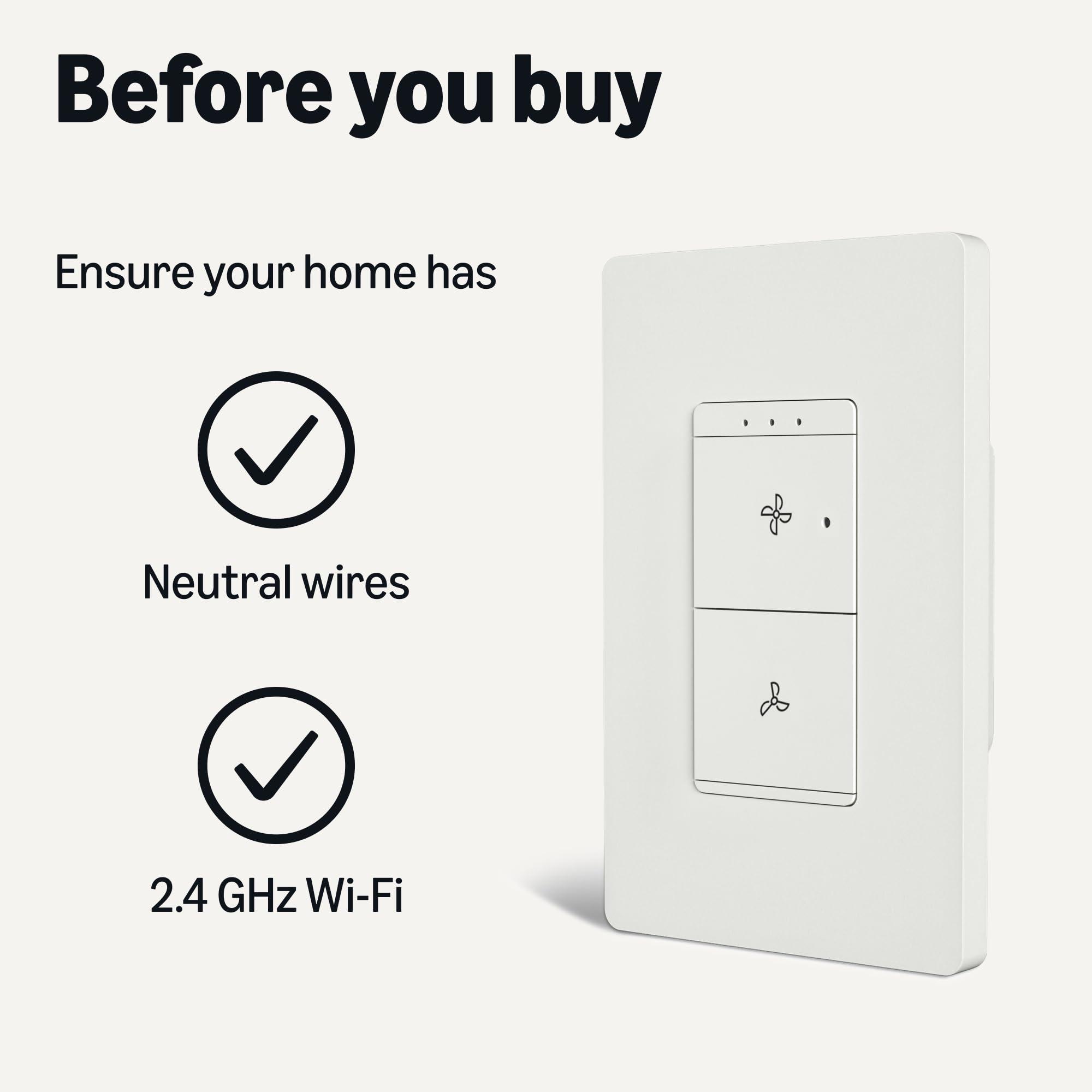 Amazon Basics Smart Fan Control Switch, Single Pole, Works with Alexa Only, 2.4 GHz Wi-Fi, No Hub Required, White - Image 6