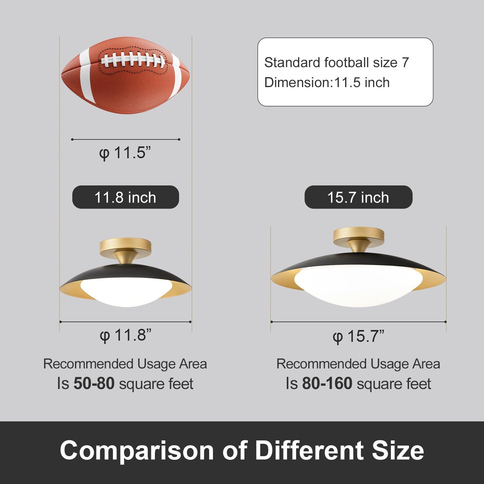Dimmable Modern Mid-Century Ceiling Light, Black and Gold LED Semi Flush Mount Ceiling Light, 5CCT 2700K-6000K Lighting Fixture Ceiling Lamp with Acrylic Shade for Bedroom Hallway Kitchen, 11.8in - Image 5