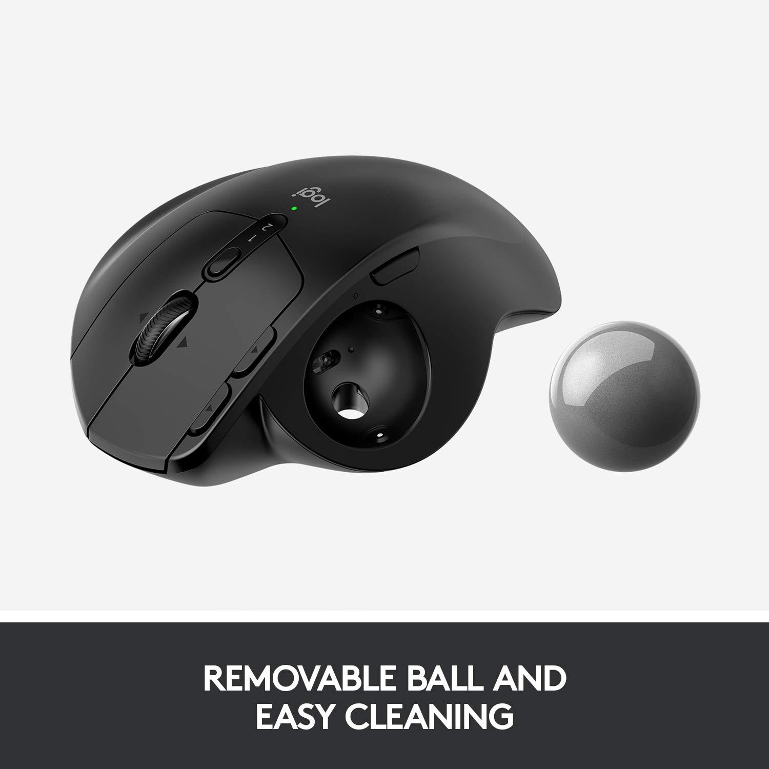 Logitech MX Ergo Wireless Trackball Mouse, Ergonomic Design, Move Content Between 2 Windows and Apple Mac Computers (Bluetooth or USB), Rechargeable - Image 10