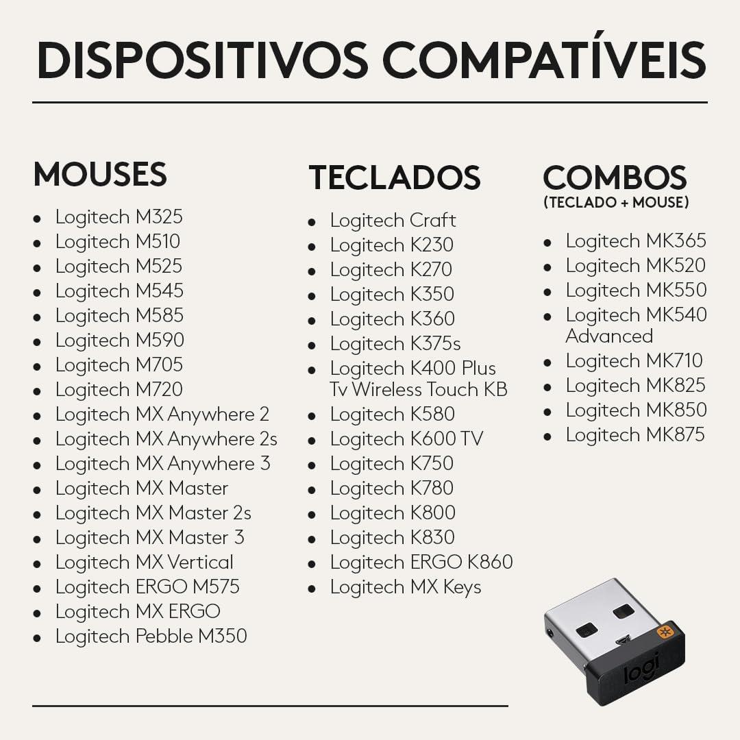Logitech Unifying Receiver, 2.4 GHz Wireless Technology, USB Plug Compatible with all Logitech Unifying Devices like Wireless Mouse and Keyboard, PC / Mac / Laptop - Black - Image 7