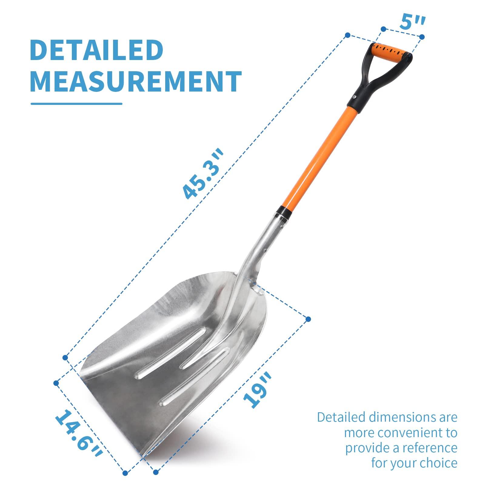 VNIMTI Aluminum Snow Shovel with D Handle Metal Snow Shovel for Driveway 45Inches 3.7 Pounds Transfer Shovel Shovel for Gardening, Orange - Image 3