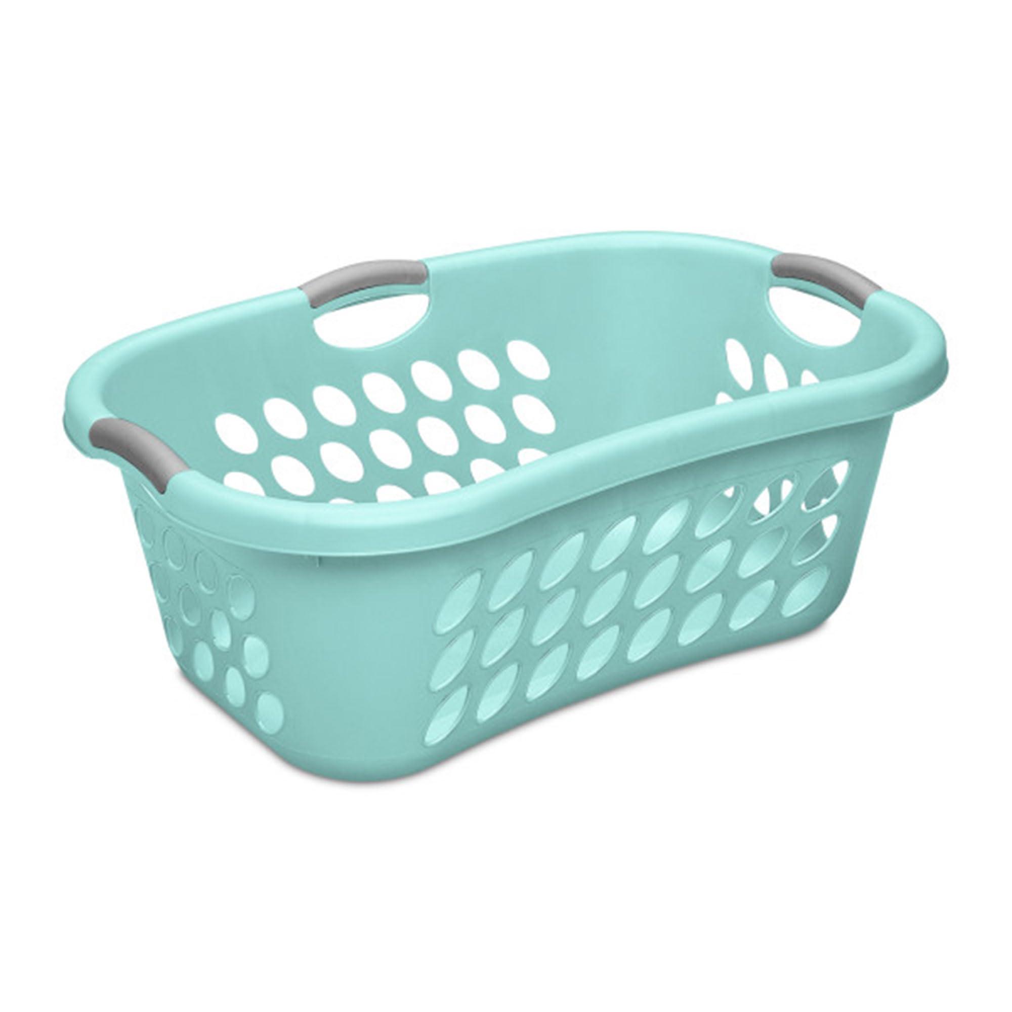Sterilite 6-Pack Ultra HipHold Laundry Basket, 1.25 Bushel Capacity, Aqua Chrome - Contoured Plastic Clothes Hamper with Ventilated Holes and Comfort Grip Handles for Easy Carrying