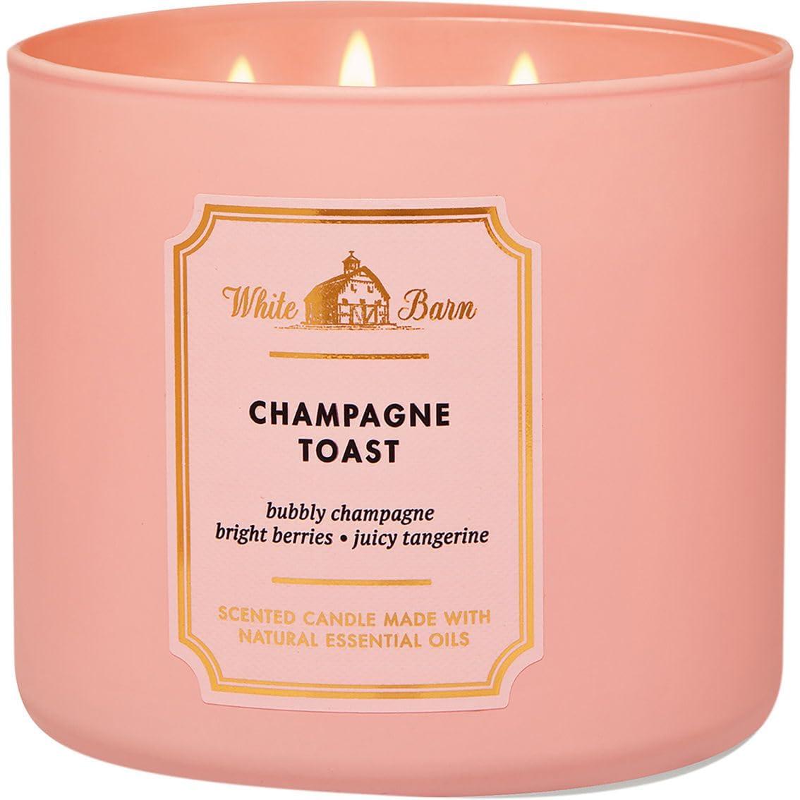 Bath and Body Works White Barn Champagne Toast 3 Wick Candle 14.5 Ounce Basic White Barn Label