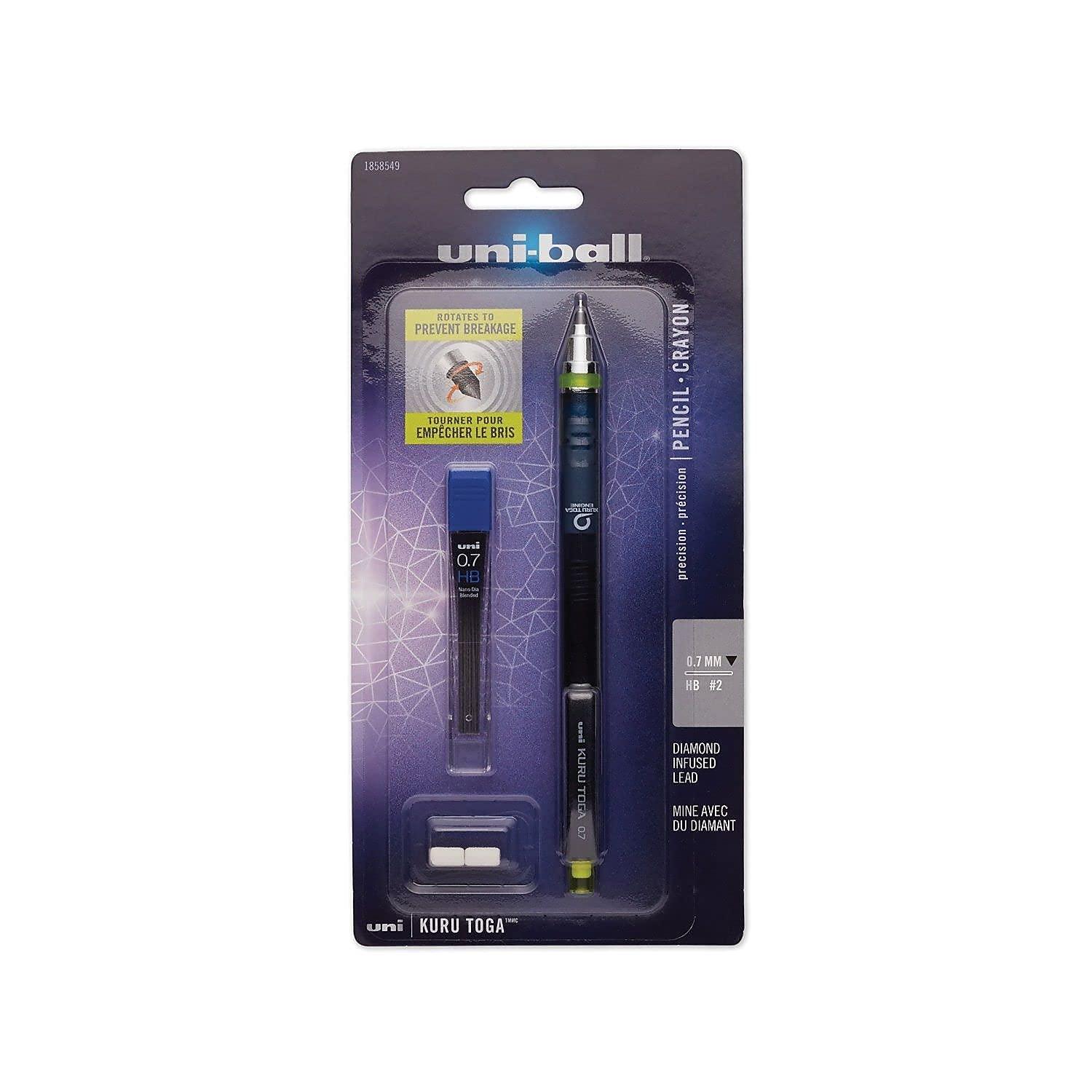 uni-ball Kuru Toga Mechanical Pencil with 0.7 mm Lead Refills & Pencil Erasers, HB #2 - Image 3