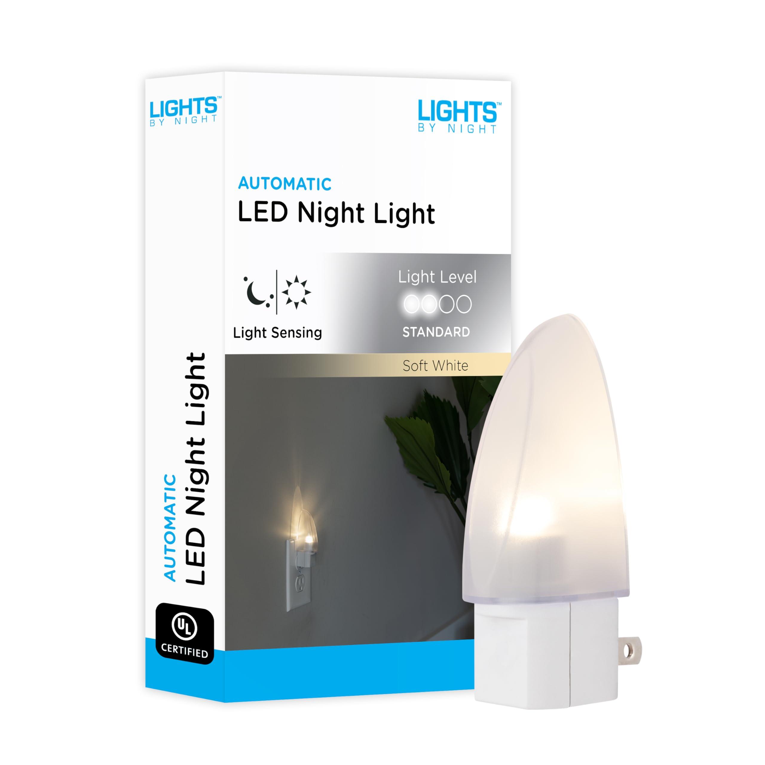 Lights by Night LED Night Light, Plug-in, Dusk to Dawn Sensor, Warm White, UL-Certified, Energy Efficient, Ideal Nightlight for Bedroom, Bathroom, Nursery, Hallway, Kitchen, 11375