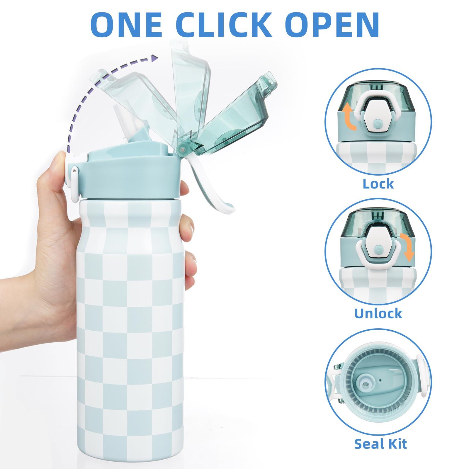 BJPKPK Stainless Steel Insulated Water Bottle With Straw Lid 18oz Reusable Metal Thermos Bottles Keep Cold And Hot,Plaid - Image 5