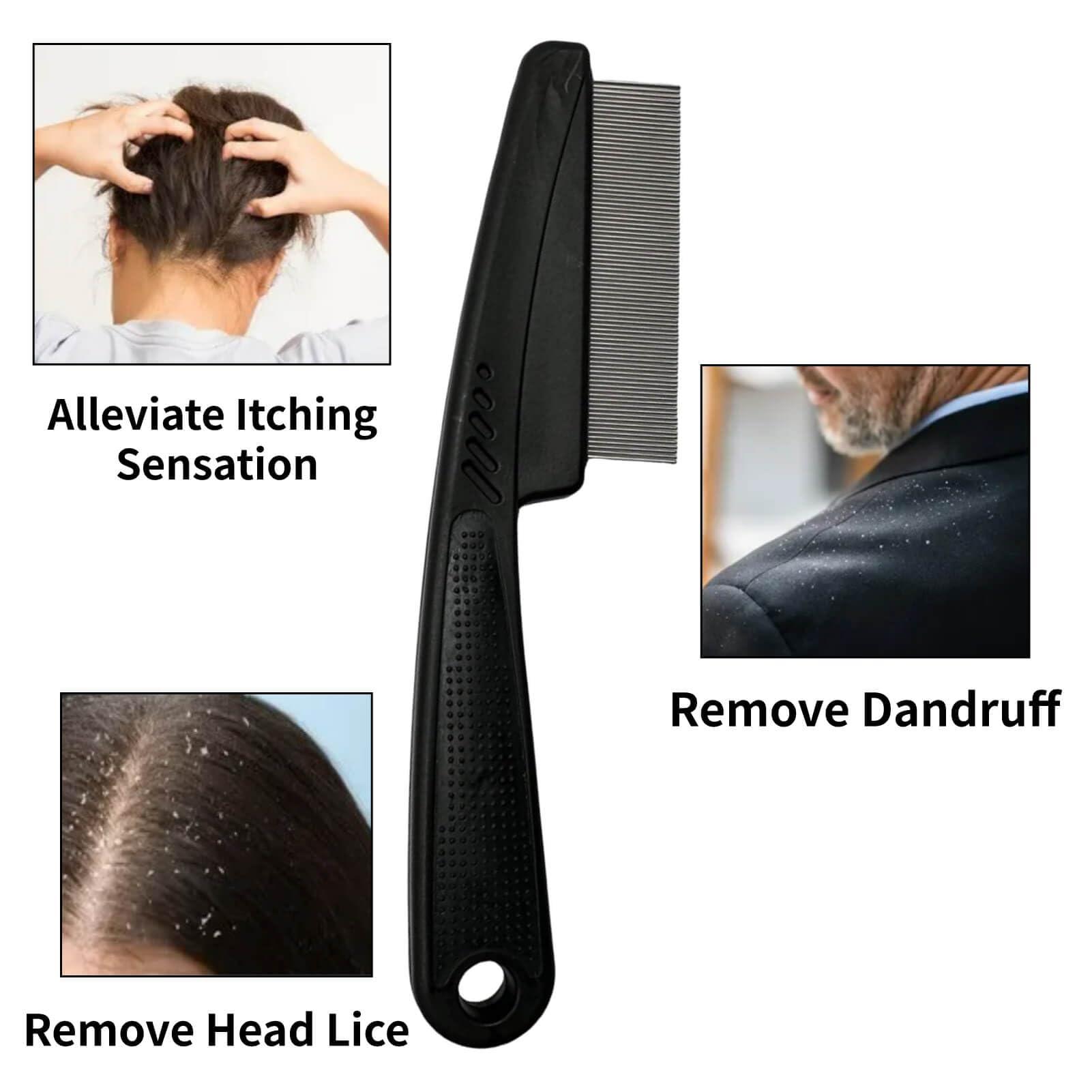 Yumflan Dandruff Comb, Stainless Steel Fine Tooth Dandruff Remover, Professional Scalp Comb Hair Comb for Kids and Adults (Black) - Image 3