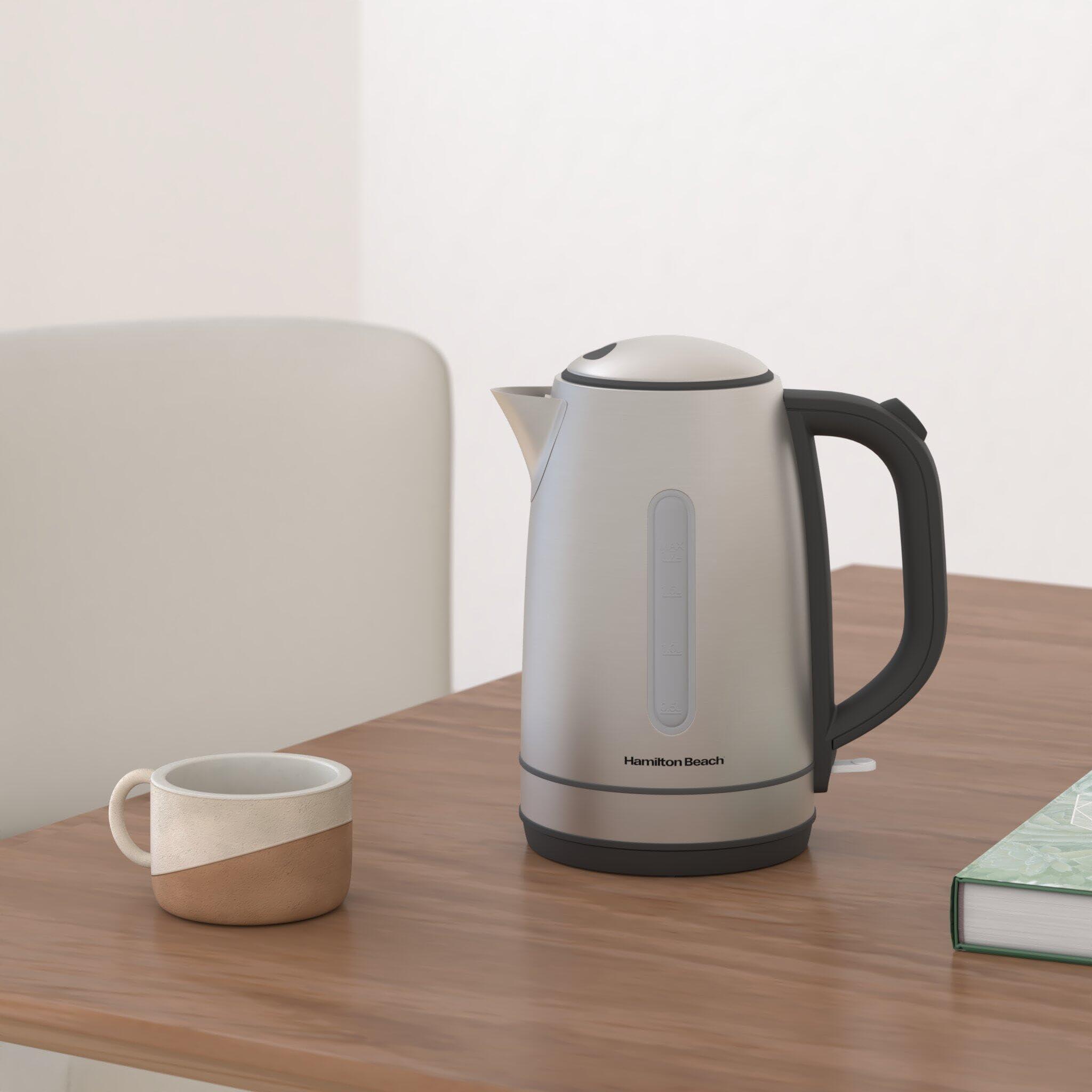 Hamilton Beach Electric Tea Kettle, Water Boiler & Heater, 1.7 Liter, Cordless Serving, 1500 Watts for Fast Boiling, Auto-Shutoff and Boil-Dry Protection, Stainless Steel with LED Light Ring (41037) - Image 2