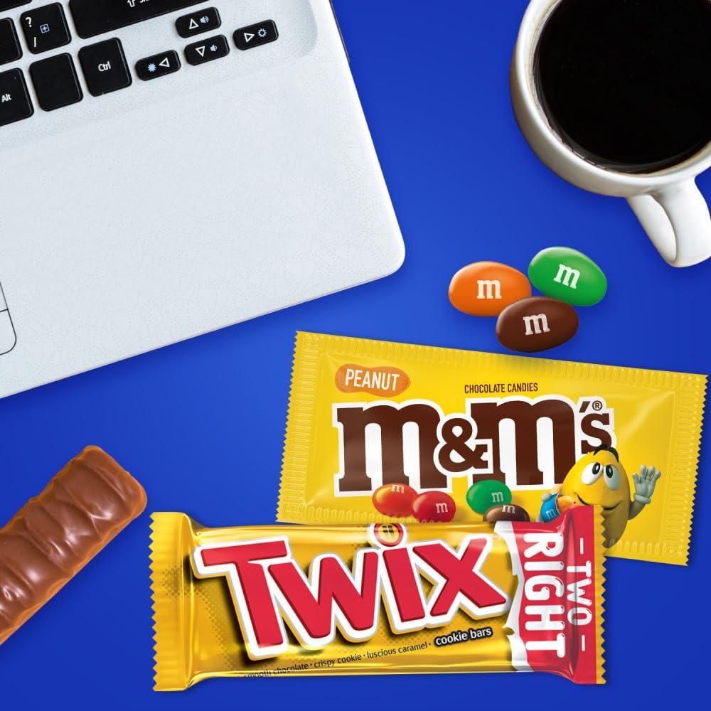Mars M&M'S Peanut, M&M'S Caramel, SNICKERS Original, SNICKERS Peanut Butter Squared, TWIX Original and TWIX Cookie Dough Variety Pack Full Size Individually Wrapped Milk Chocolate Candy Bars, 18 Ct - Image 6
