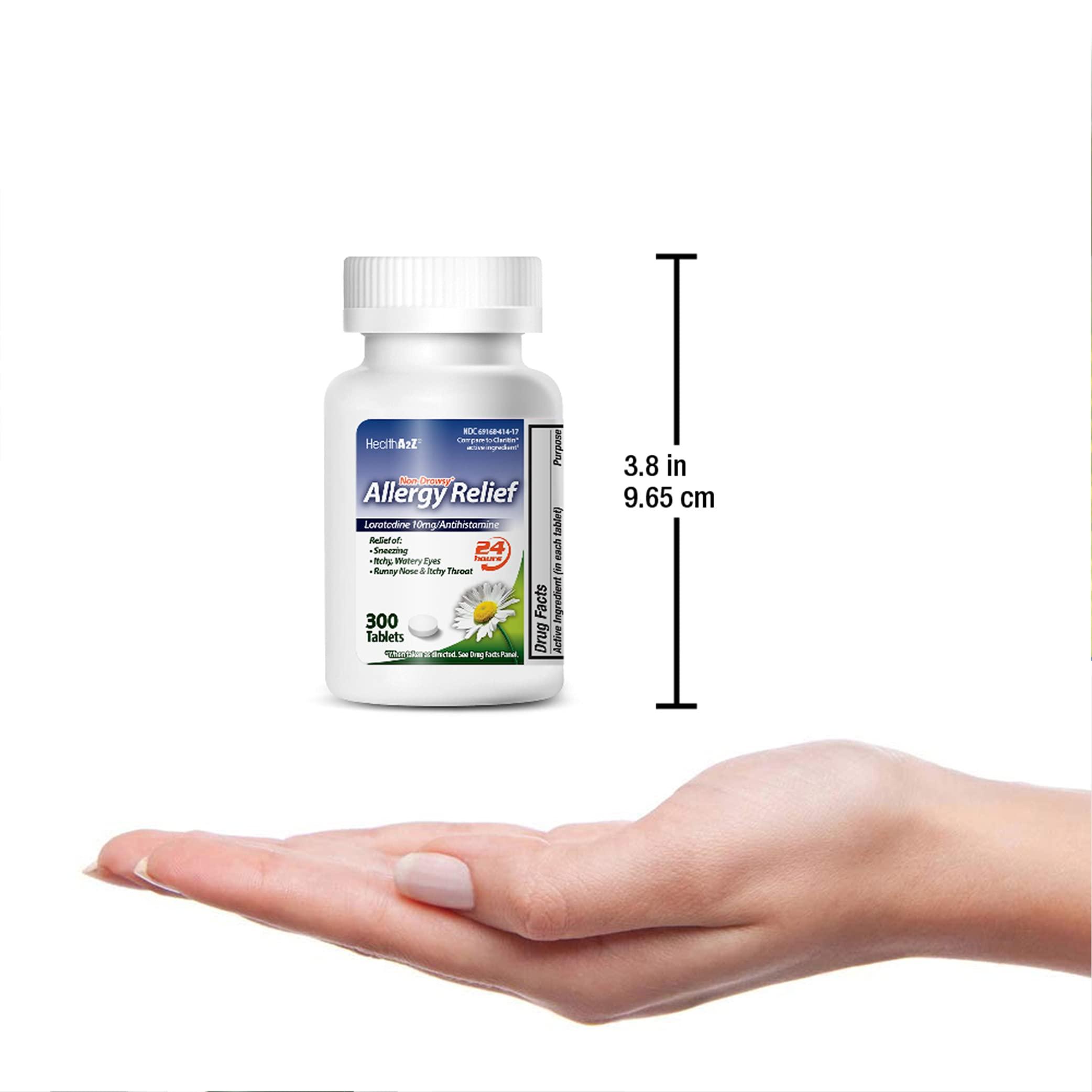 HealthA2Z® Allergy Relief | Loratadine 10mg | Antihistamine | Relief from Itchy Throat, Sneezing, Runny Noses | 24-Hours Allergy Medicine (300 Tablets) - Image 6