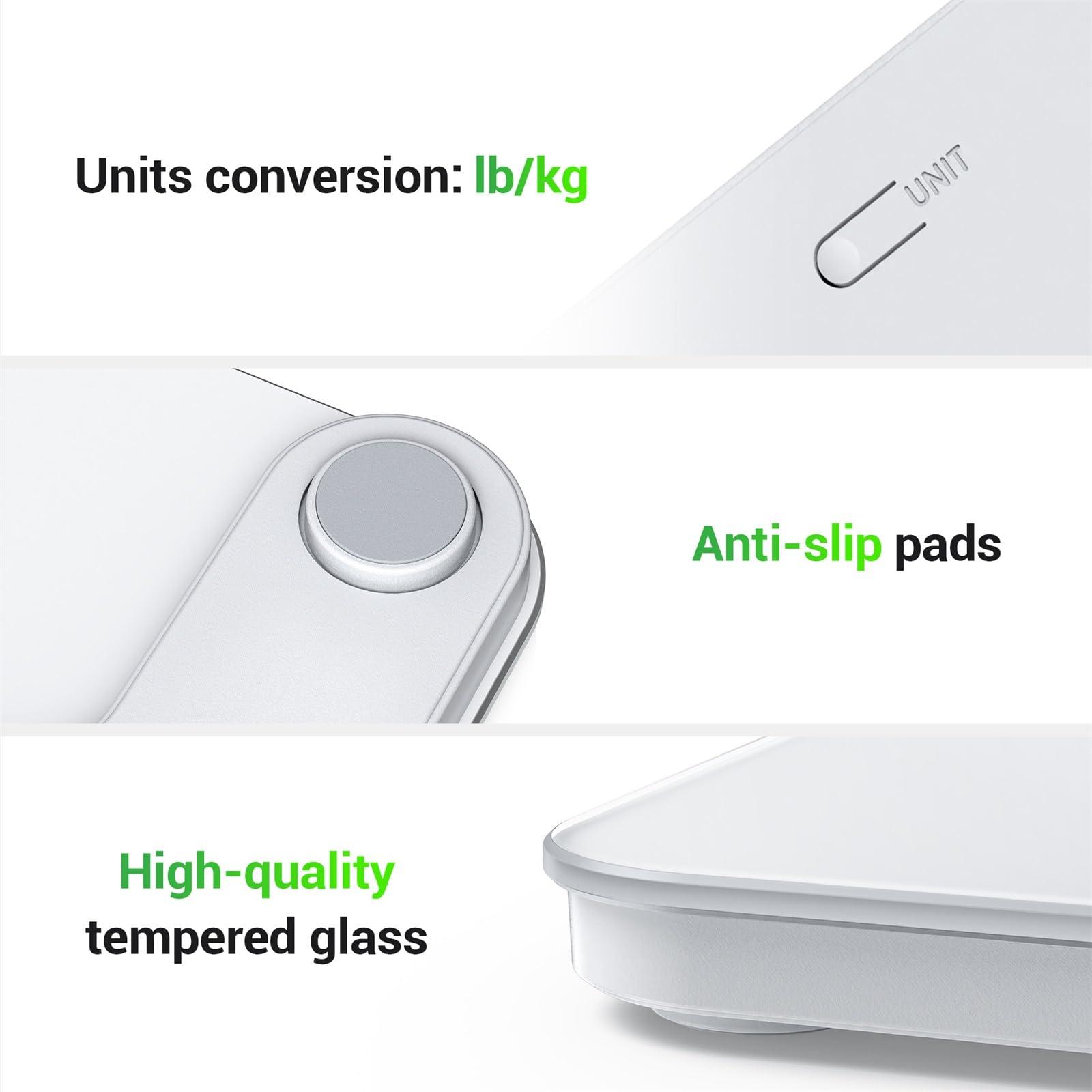Ovutek Bathroom Scale for Body Weight, Highly Accurate Digital Weighing Machine for People, Upgraded Batteries Included, Compact Size, LED Display, Physician Scale with Sturdy Tempered Glass, 400lb - Image 5