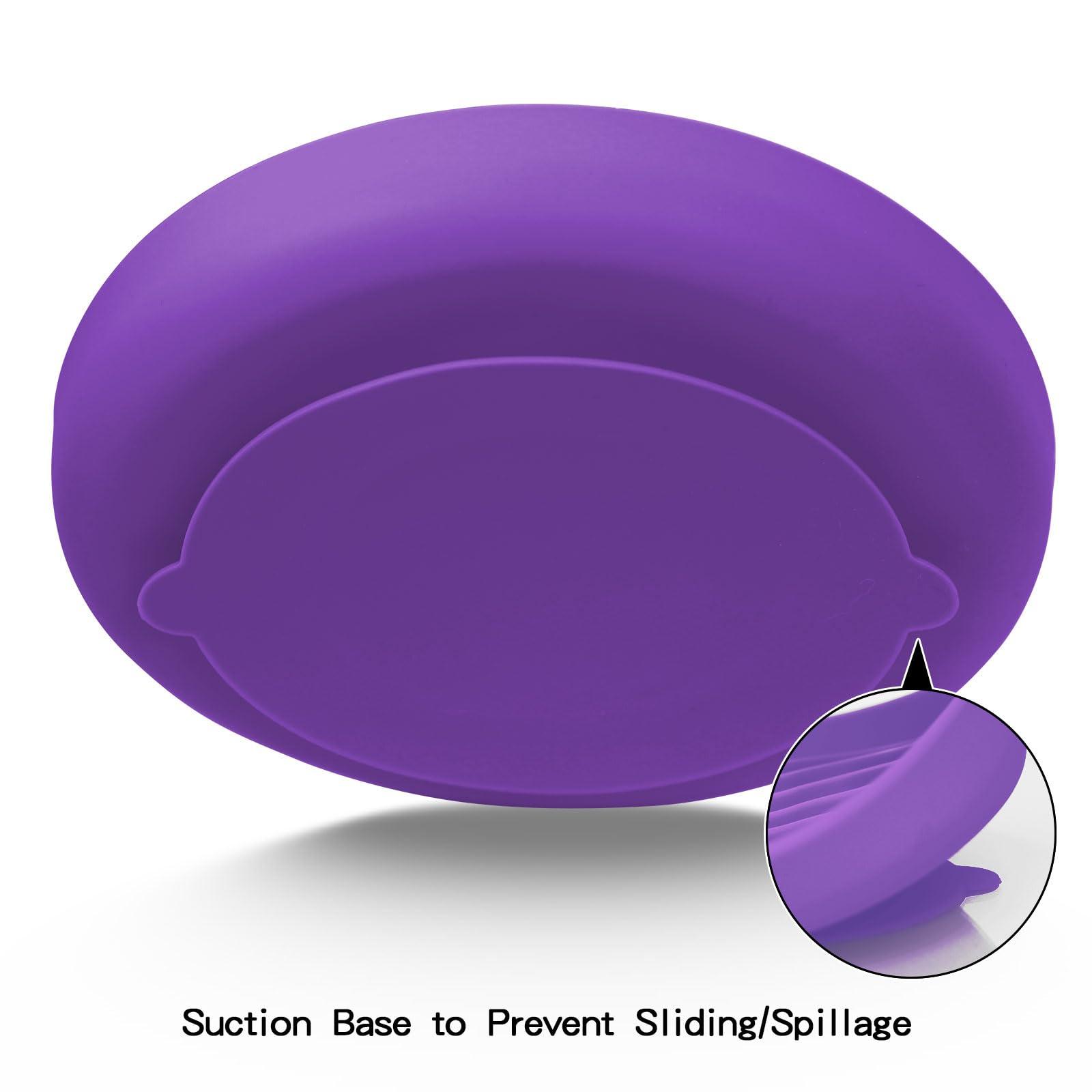PJDH Slow Feeder Dog Bowls, Silicone Food Bowl Anti-Gulping, Pets Puppy Slow Feeder with Suction Cups, Dishwasher Microwave Safe for All Small Medium Dogs, Wave Design Purple - Image 3