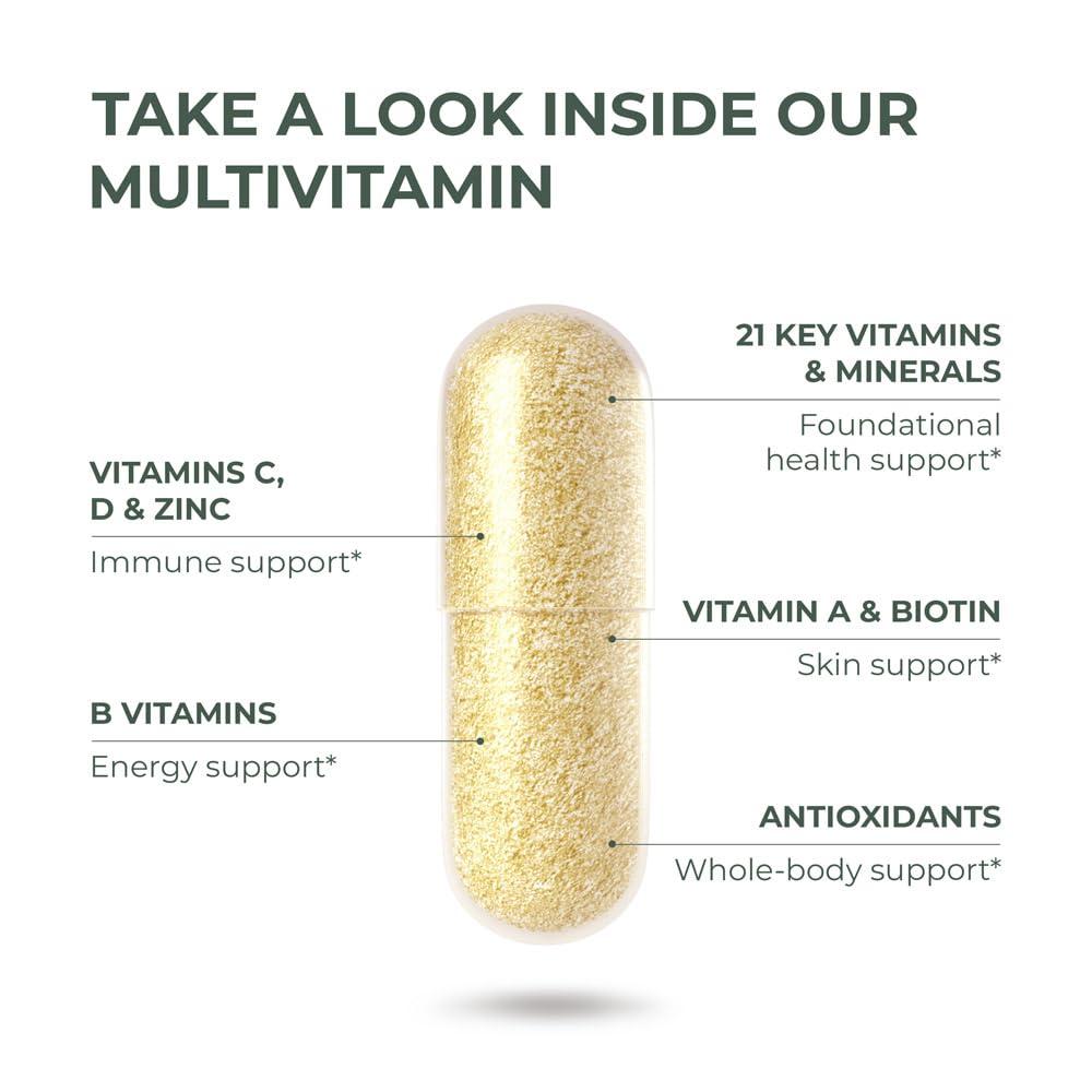 Primal Harvest Primal Multivitamin - Daily Multi-Vitamin Supplement with 21 Essential Vitamins & Minerals for Women & Men - Vitamin A, C, D, E, B12, B6, Biotin, Folic Acid, Zinc, Copper & Selenium - Image 4