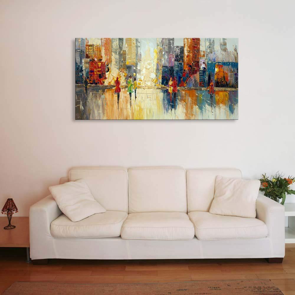 Canvas Wall Art Abstract Cityscape Painting Modern New York City Artwork Lady Romantic Street Scenery Picture Home Office Decor - Image 6