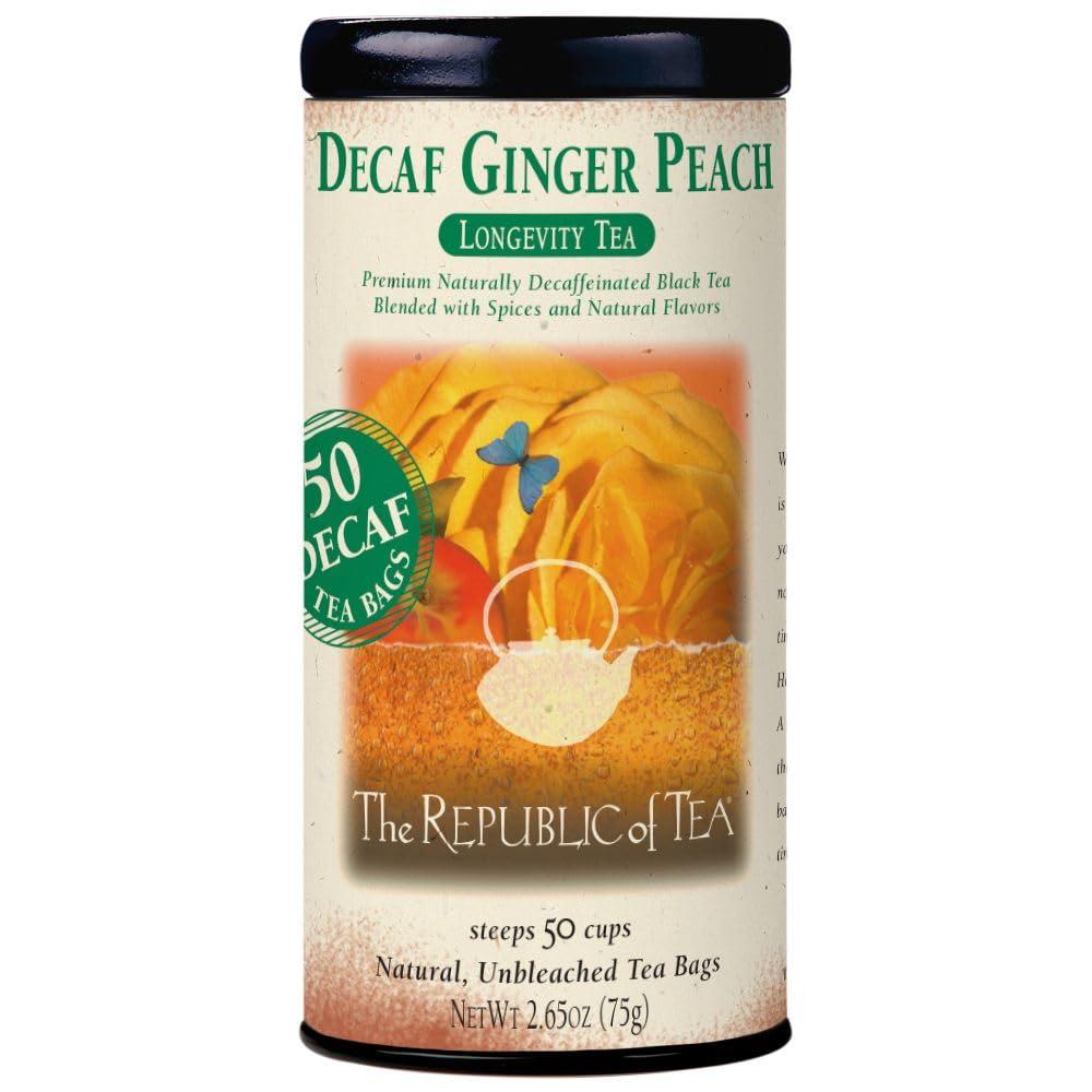 The Republic of Tea - Decaf Ginger Peach Black Tea, 50 Tea Bags, Decaf Tea, Ginger Tea