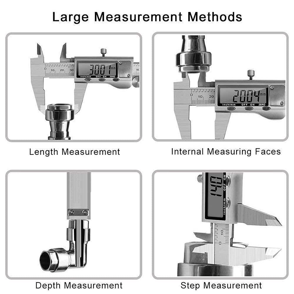 Digital Caliper, Caliper Measuring Tool with Stainless Steel, Electronic Micrometer Caliper with Large LCD Screen, Auto-Off Feature, Inch and Millimeter Conversion (6 Inch/150 mm) - Image 4