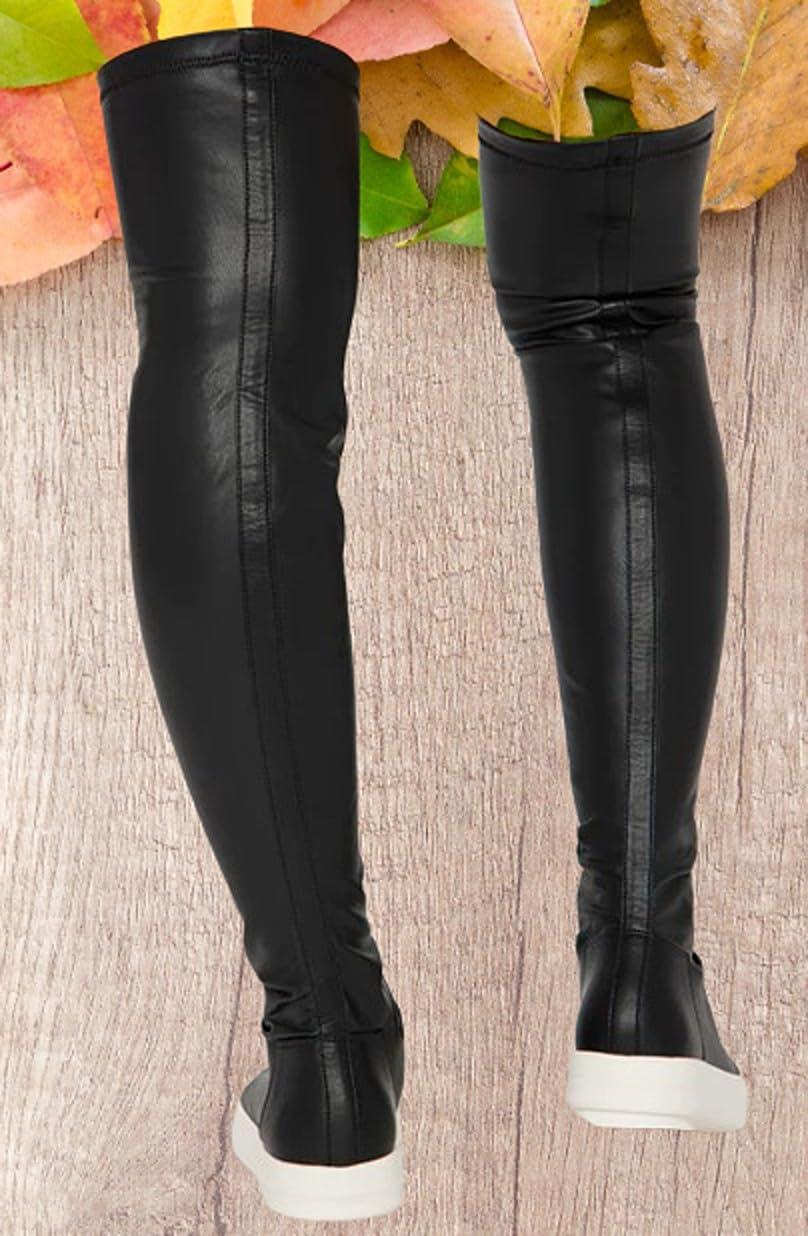 Liliana Women Thigh High Boots Flat Over The Knee Round Toe Tall Boots WANNABE-1 - Image 4
