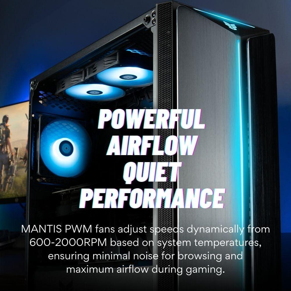 Mantis V2 Gaming Desktop PC - (NVIDIA GeForce RTX 5090, AMD Ryzen 7 9800X3D Processor, 64GB DDR5 RAM, 2TB NVMe Gen4 SSD, HDMI, WiFi 6E + BT, Windows 11 Pro) - Prebuilt RGB Gamer Desktop Computer - Image 4