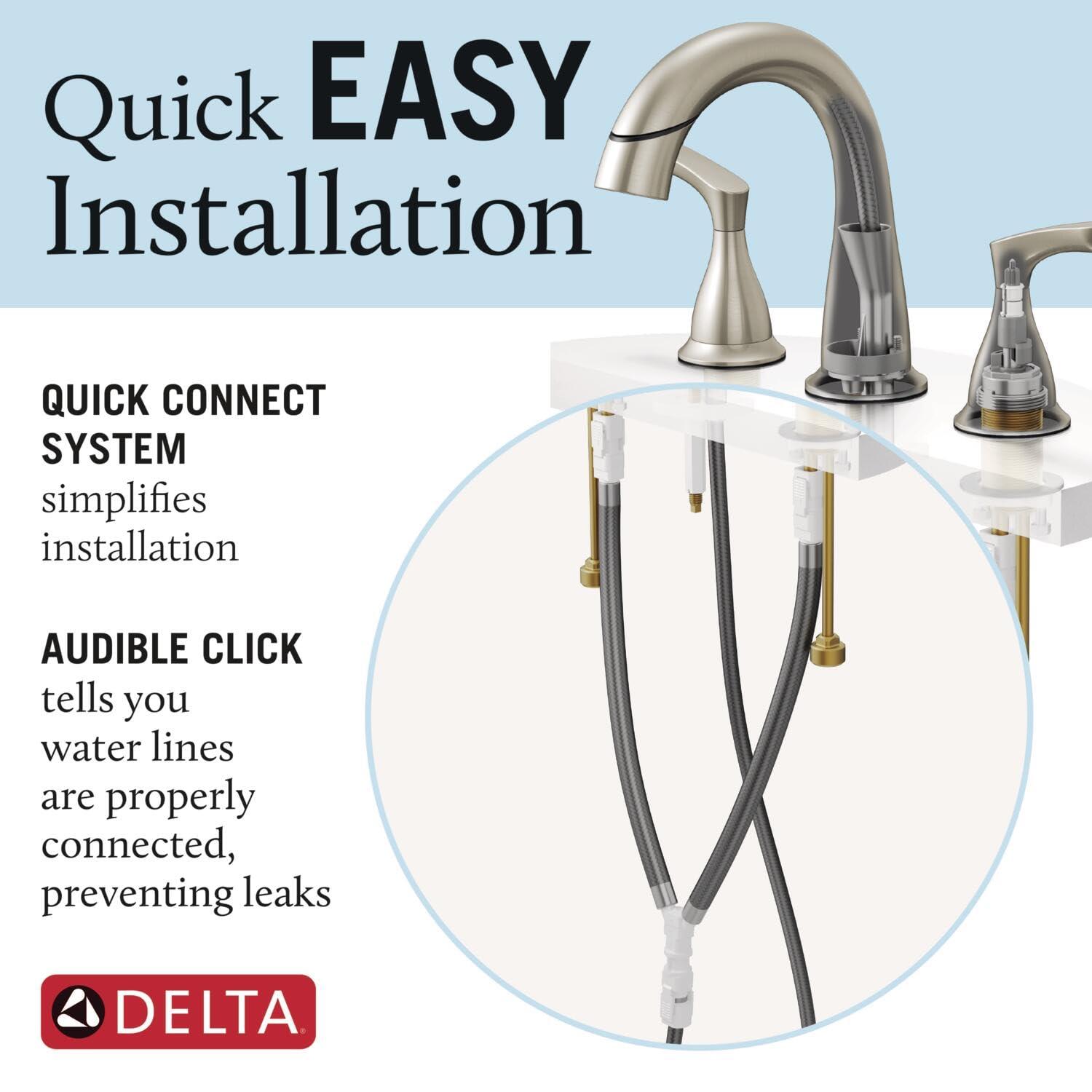 Delta Broadmoor Brushed Nickel Bathroom Faucet with Sprayer, 8 Inch 3 Hole Widespread Bathroom Sink Faucet with Pull Out Sprayer, Push-Pop Drain, SpotShield Stainless 35765LF-SPPD - Image 7