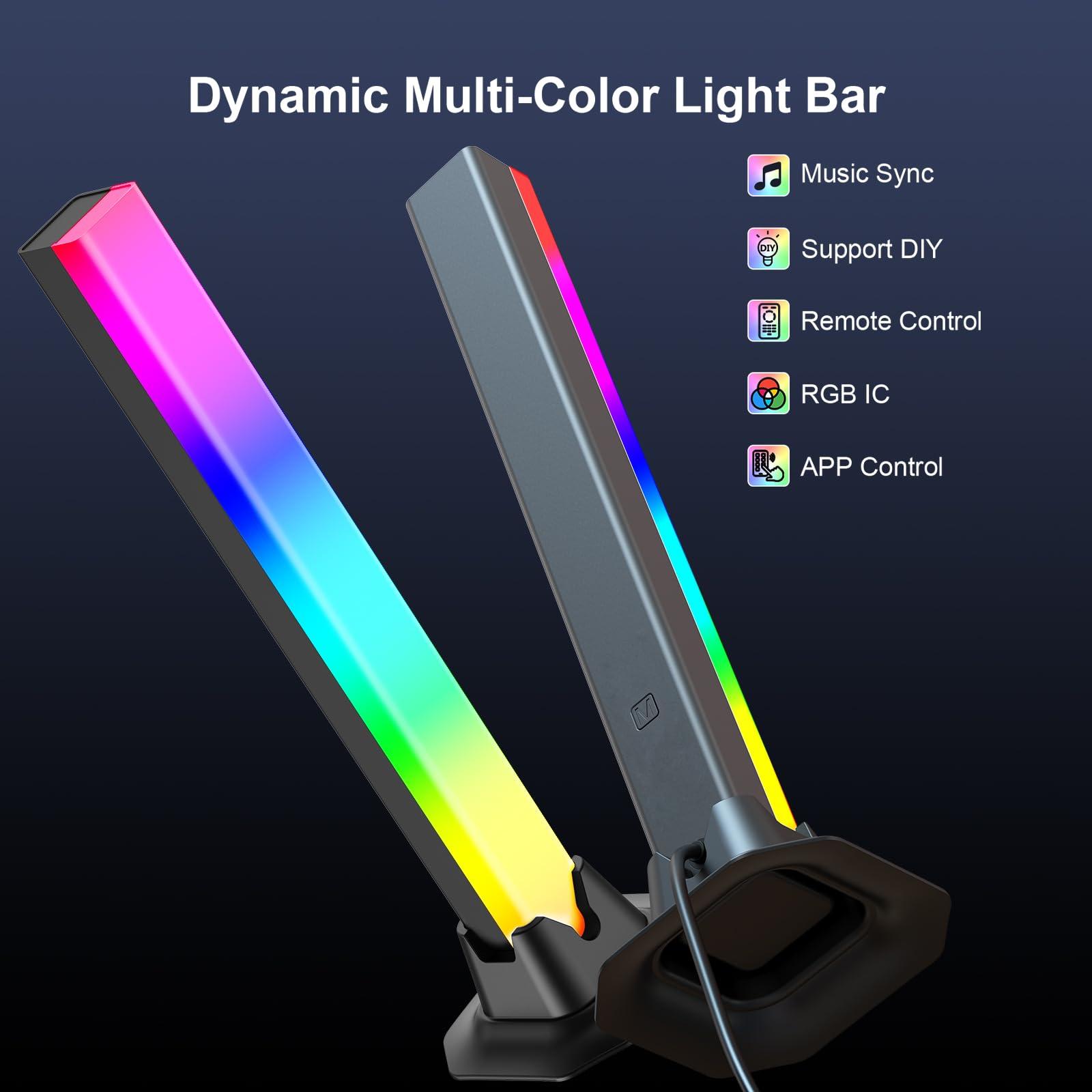 VELTED RGB Light Bar, Smart Music Sync RGB IC LED Lights Bars, USB Powered Ambient Lighting, Remote Control Color Changing Gaming TV Backlight, for PC Room Monitor Desk - Image 4