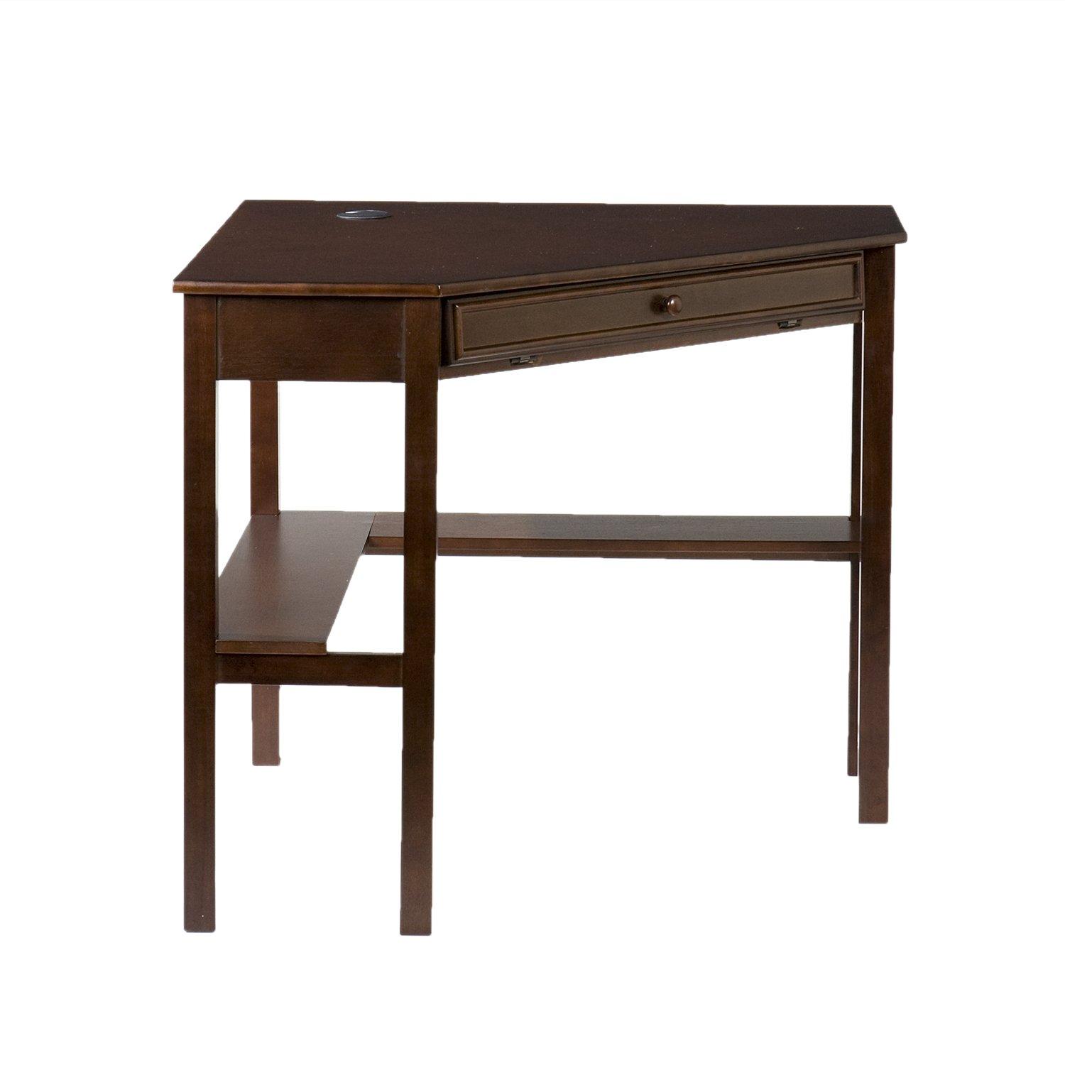 SEI Furniture Space Saving Corner Computer Slide Out Keyboard Tray Desk, Espresso