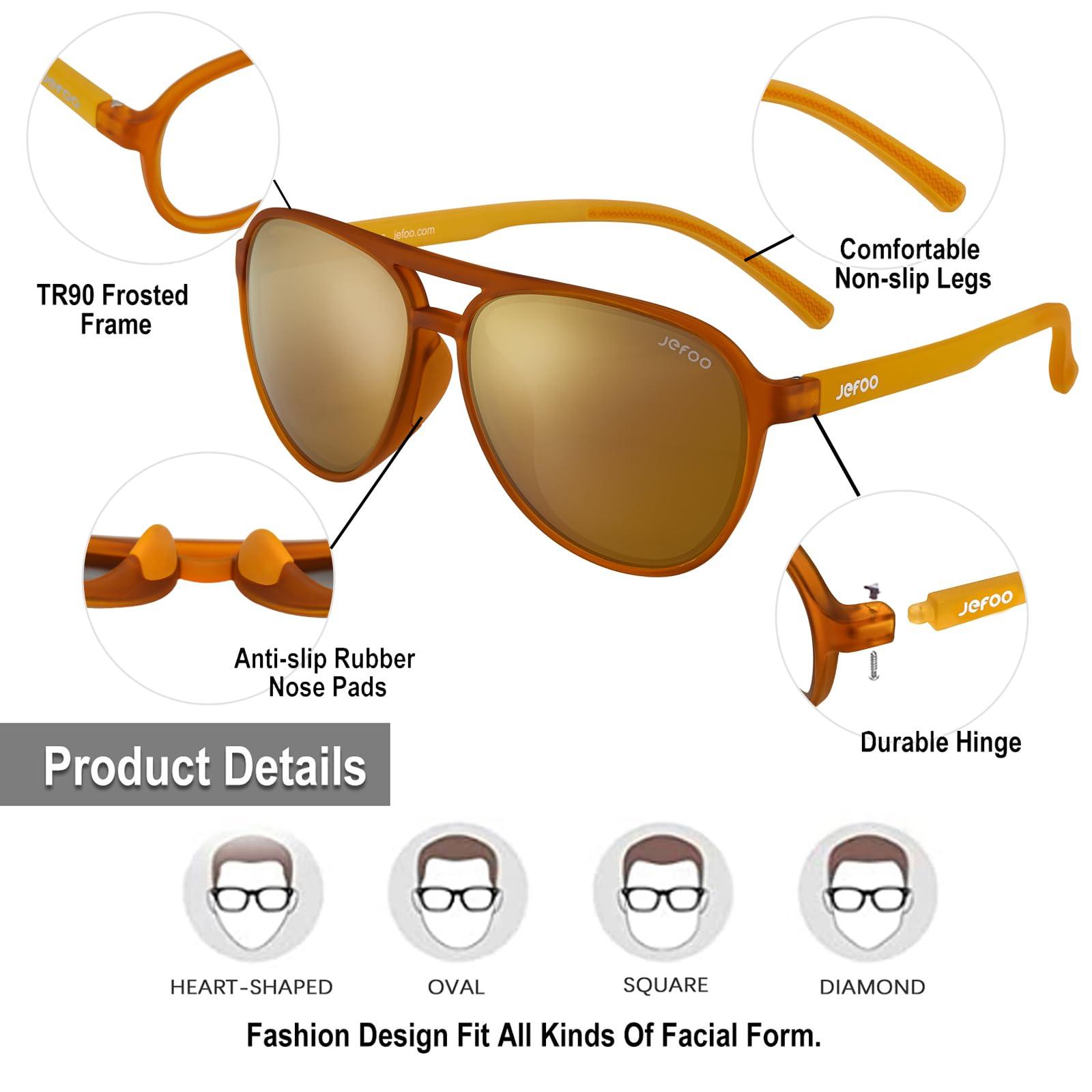 Jefoo Polarized Aviator Sunglasses for Women Men Retro Trendy Sports Sunglasses for Outdoor UV400 Protection - Image 5
