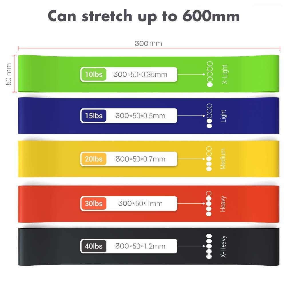 TechStone Resistance Bands Set for Men and Women, Pack of 5 Different Levels Elastic Band for Home Gym Long Exercise Workout – Great Fitness Equipment for Training, Yoga – Free Carrying Bag (Blue) - Image 3