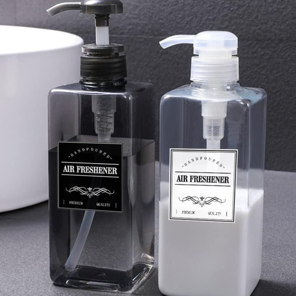 PipoNs 2 Sets Bathroom Supplies Labels Refillable Shampoo and Conditioner Bottles Shampoo Dispenser Stickers Soap Labels Cleaning Labels Laundry Room Labels PVC Container Detachable Size7x6.5CM - Image 2