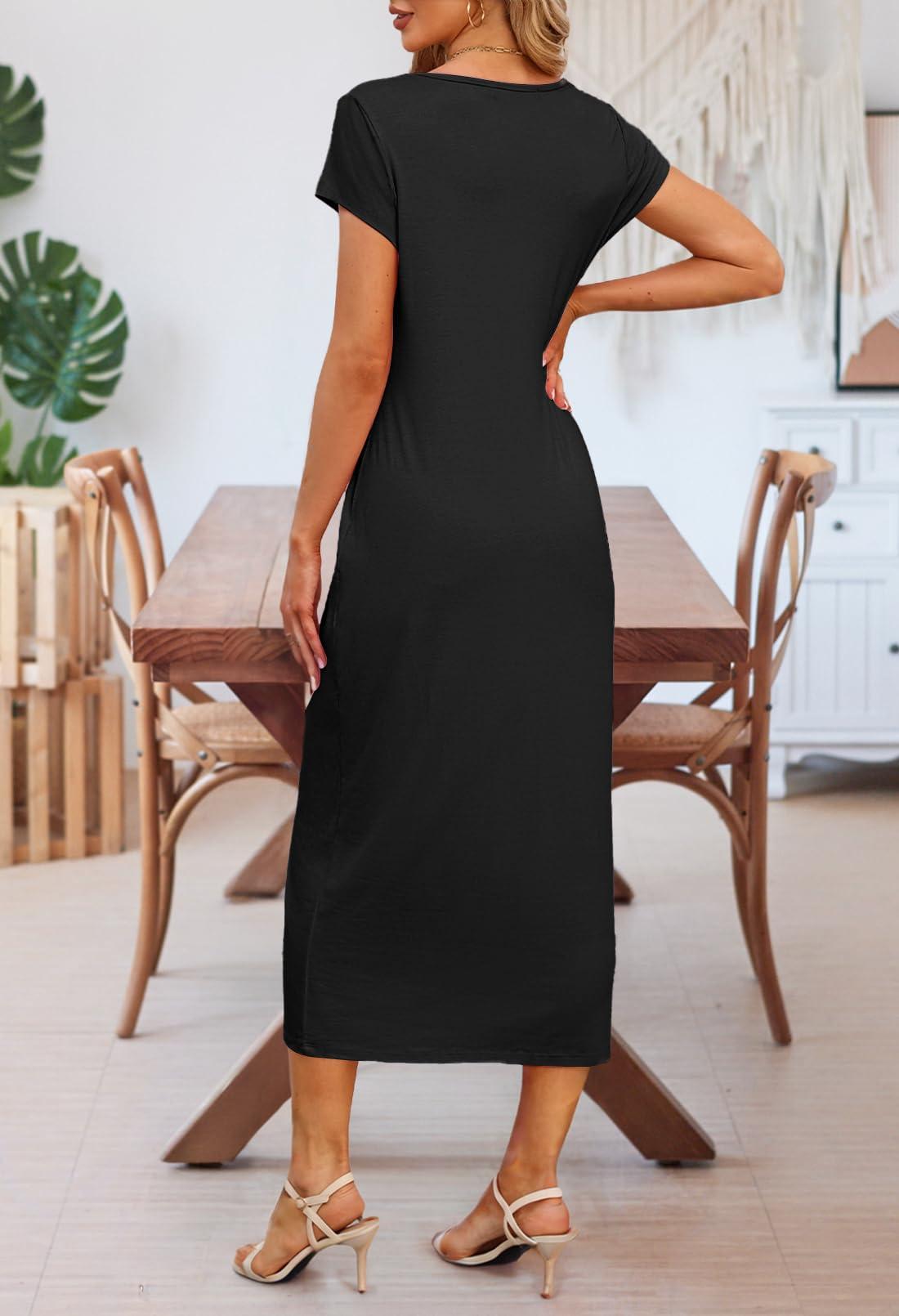 MEROKEETY Women's 2025 Summer Short Sleeve Tshirt Dress Casual Crew Neck Beach Long Maxi Dresses - Image 7